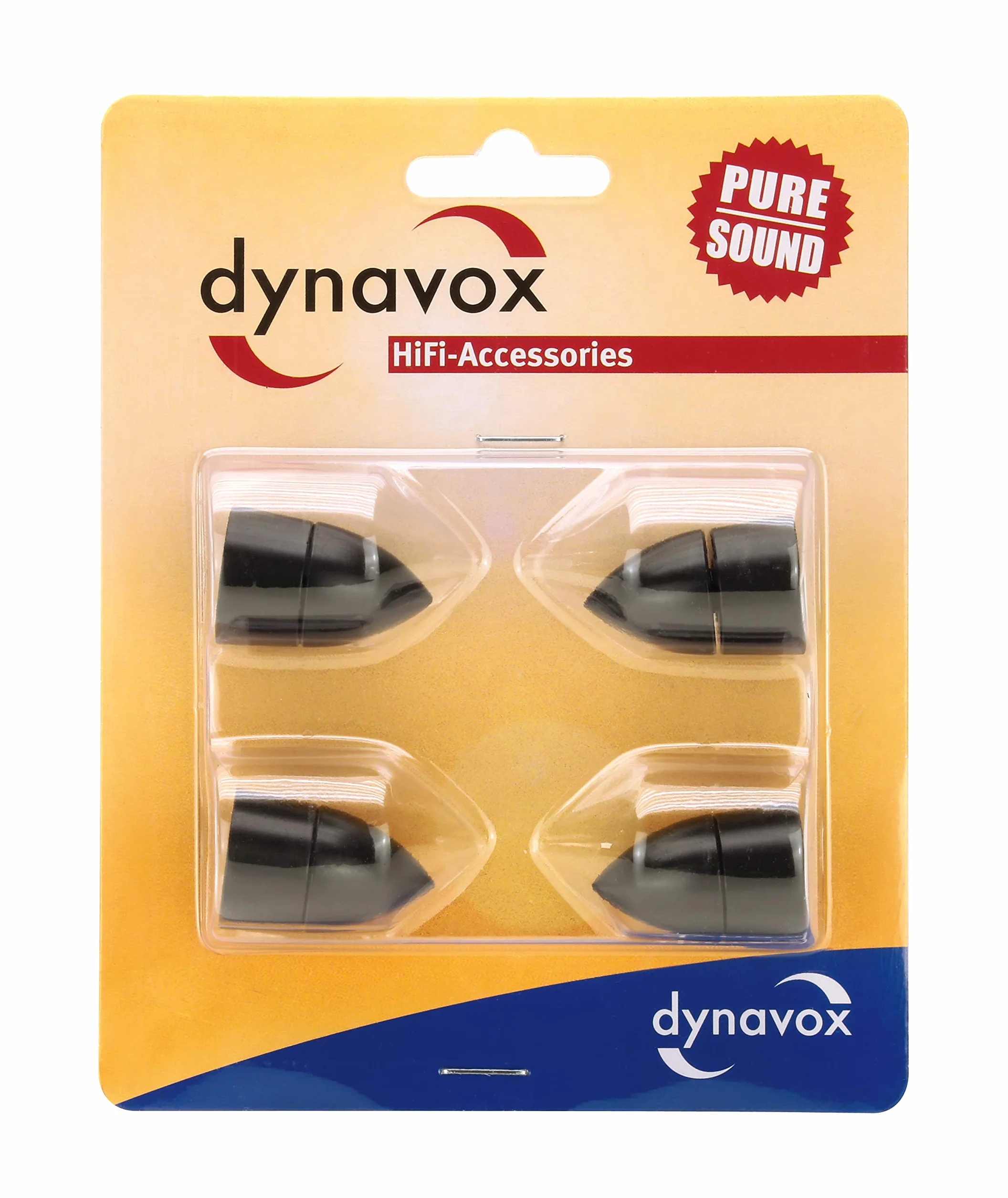 Dynavox Lot de 4 absorbeurs de sous-Watts réglables en Hauteur pour Haut-parleurs, boîtiers ou appareils Hi-FI, Montage à vis, Noir