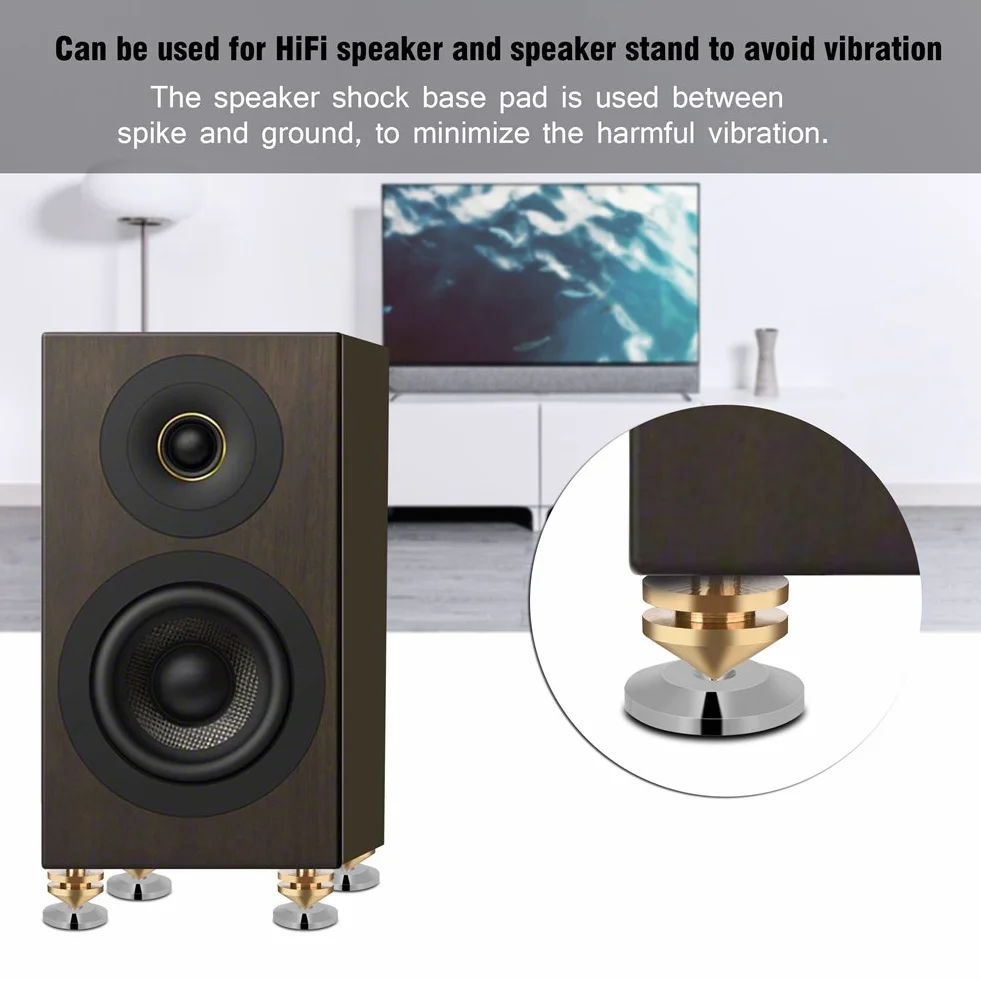 VBESTLIFE 8 pièces en Laiton Pointes de Haut-Parleur, Pointes de Boxe de Choc pour l'amplificateur de Haut-Parleur d'équipement HiFi