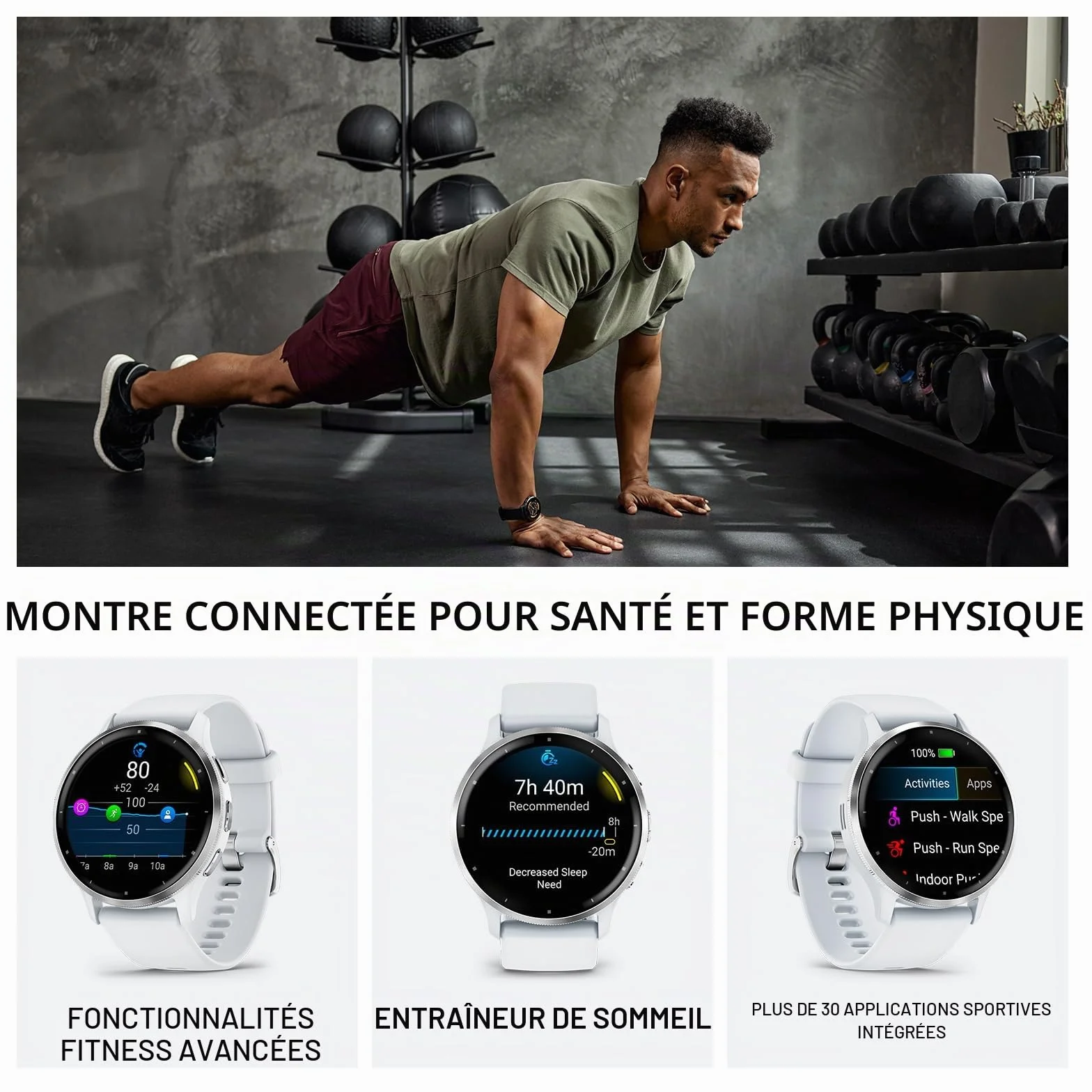 Garmin Venu 3S Montre connectée GPS Sport Santé Soft Gold Bracelet Ivoire 41 mm