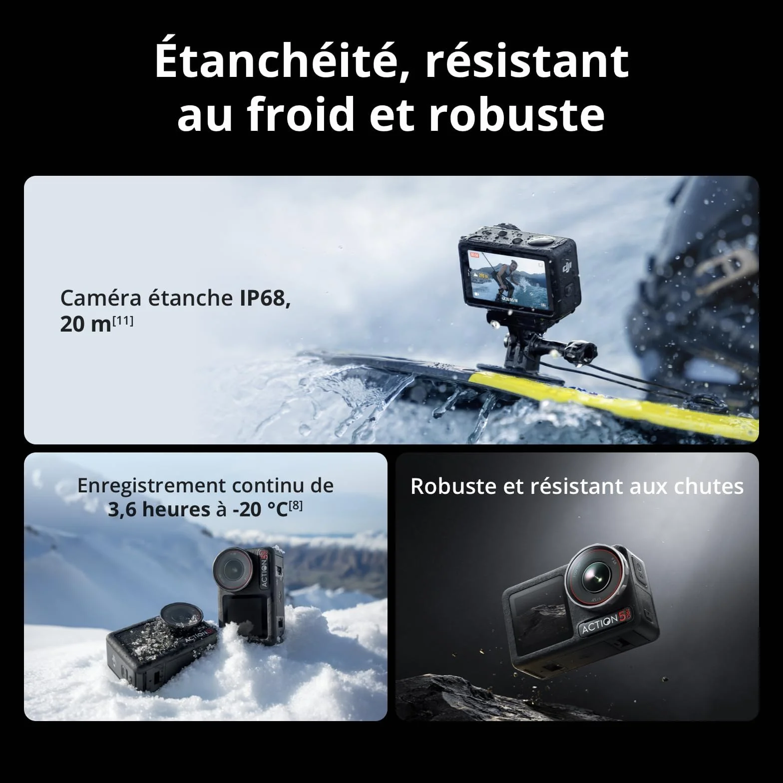 DJI Bundle Standard Combo Osmo Action 5 Pro, caméra d'action 4K/120 IPS avec capteur 1/1,3 Pouce, Suivi de Sujet pour Les Vlogs, Les Voyages et Les activités de Plein air (58 Accessoires)