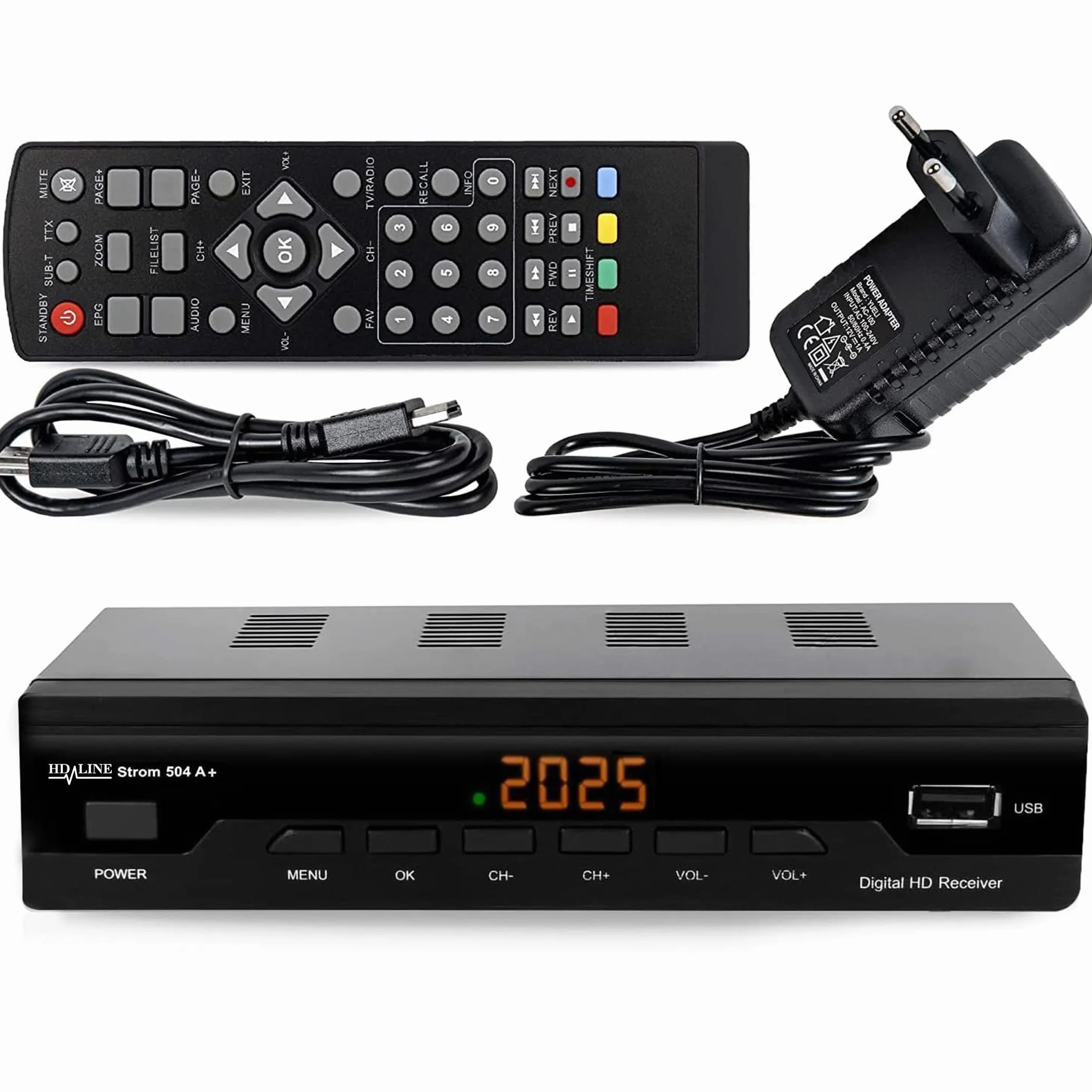 Strom 504 A+ Décodeur TNT Full HD -DVB-T2 - Compatible HEVC264 - (HDMI,Péritel, USB, Digital Plus) Noir