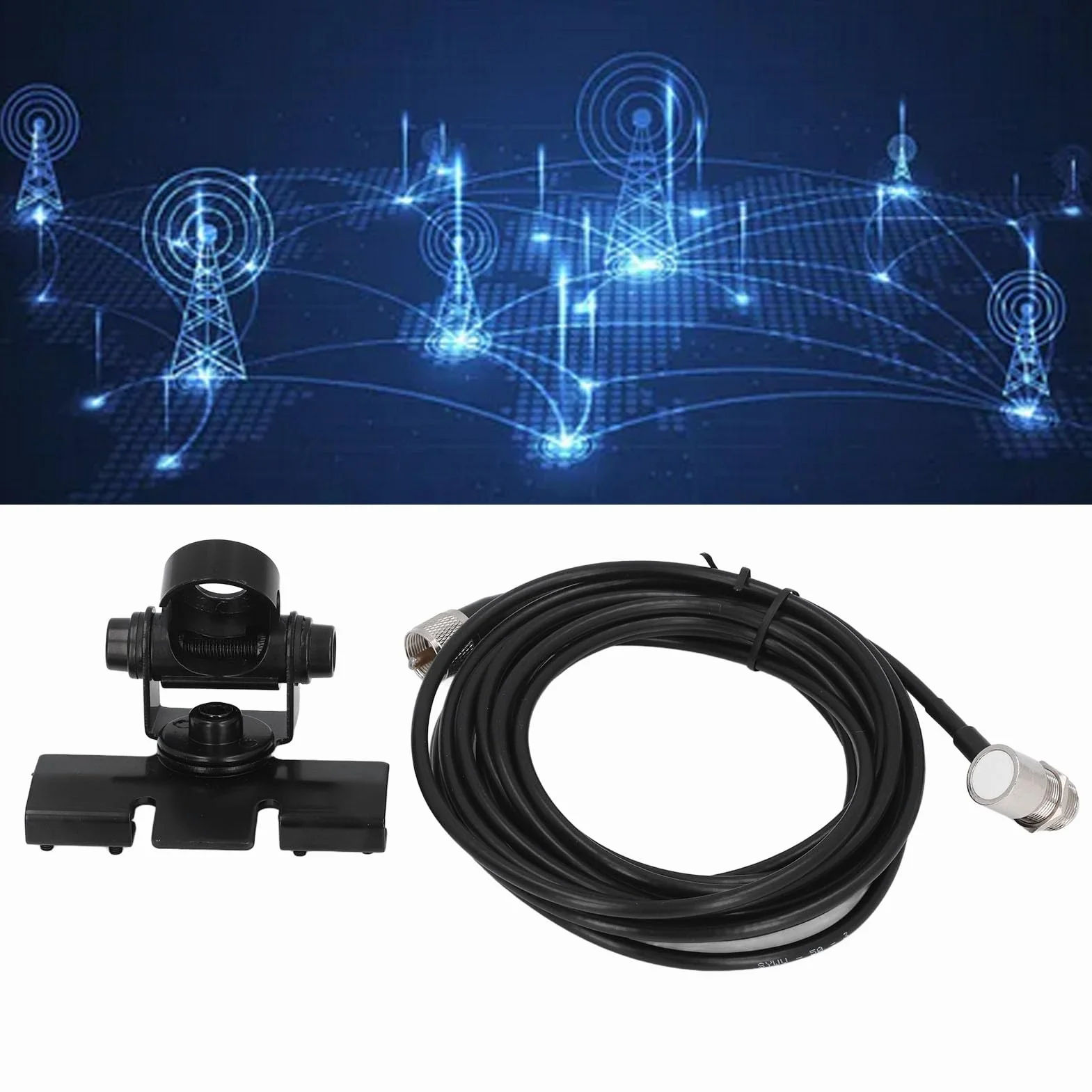 Support d'Antenne Radio Mobile Réglable 360° avec Câble Coaxial PL259 16,4 Pieds pour Nagoya RB 400 Vertex