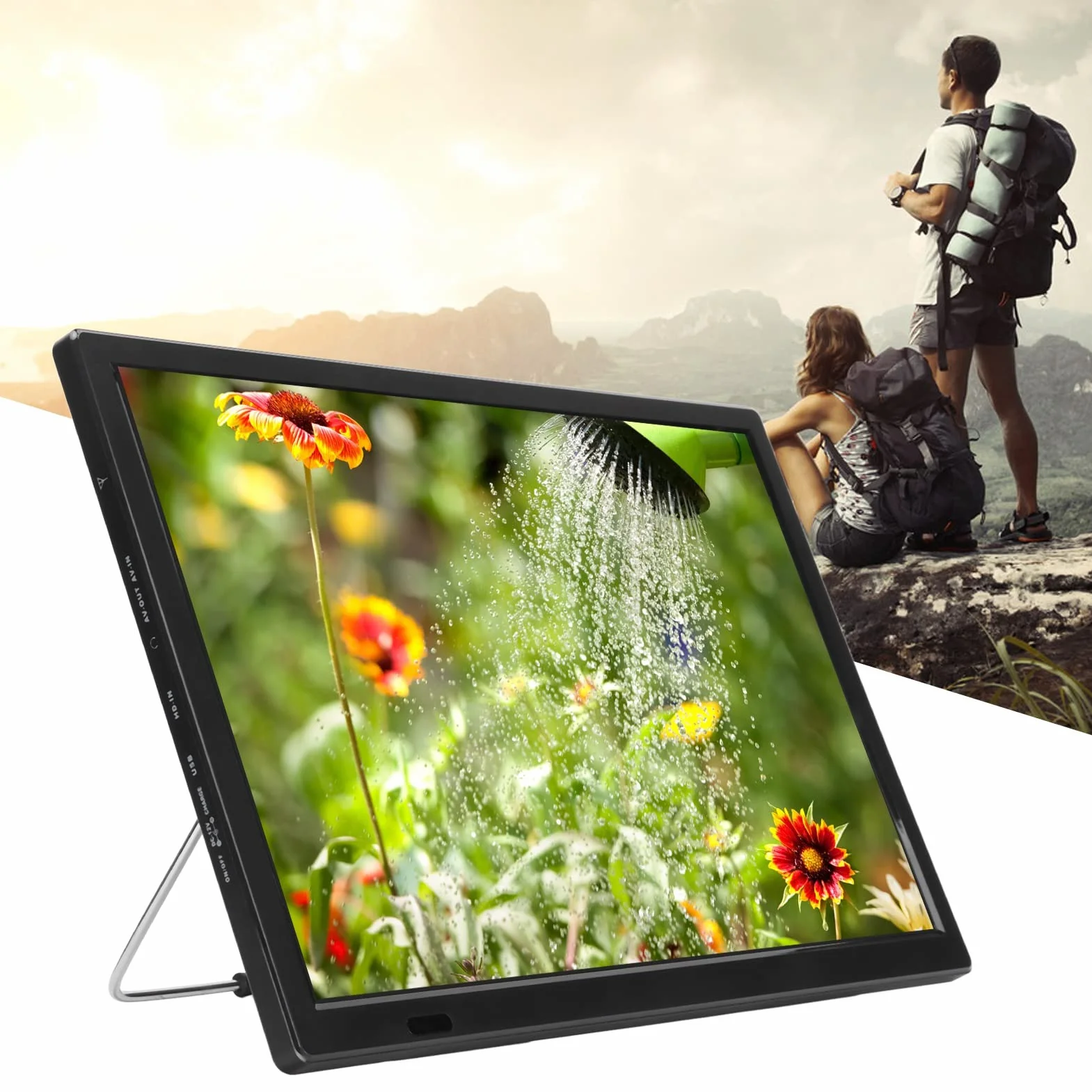 Téléviseur numérique portable 16 pouces, écran TFT HD 1080p, téléviseur LED TNT, signal rechargeable, moniteur de télévision numérique sans délai avec HDMI, USB, support TV pour voyage en voiture