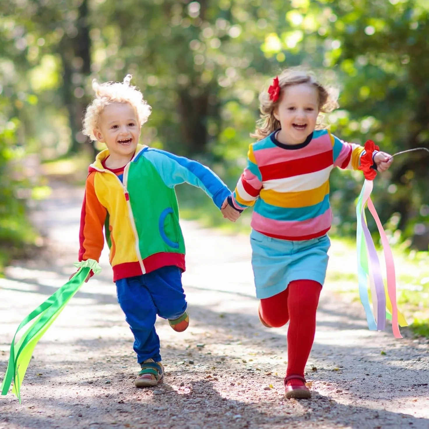 Lot de 12 bandes de danse arc-en-ciel - Bandes rythmiques pour poignet - Décoration de gymnastique pour enfants et adultes