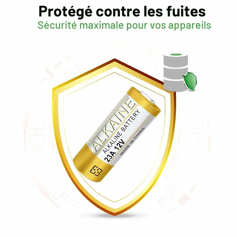 Piles 23A 12V A23 12 Volts Alkaline Batterie A23S MN21/23 L1028 V23GA LRV08 8LR932,Lot of 10, sans Mercure, Haute Performance [3 Ans Garantie]