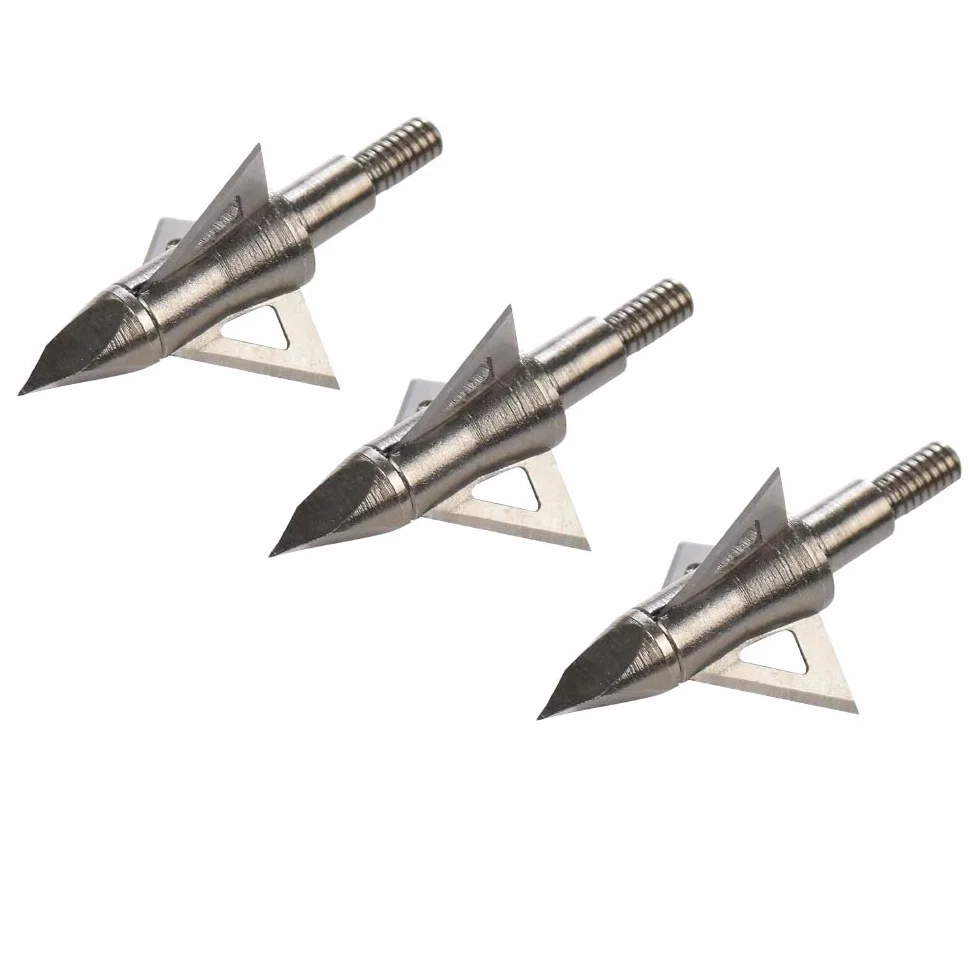 Pointes Larges de tir à l'arc 100 125 Grain 3 Lames Fixes Paquet de 12 pour Arbalètes Flèches