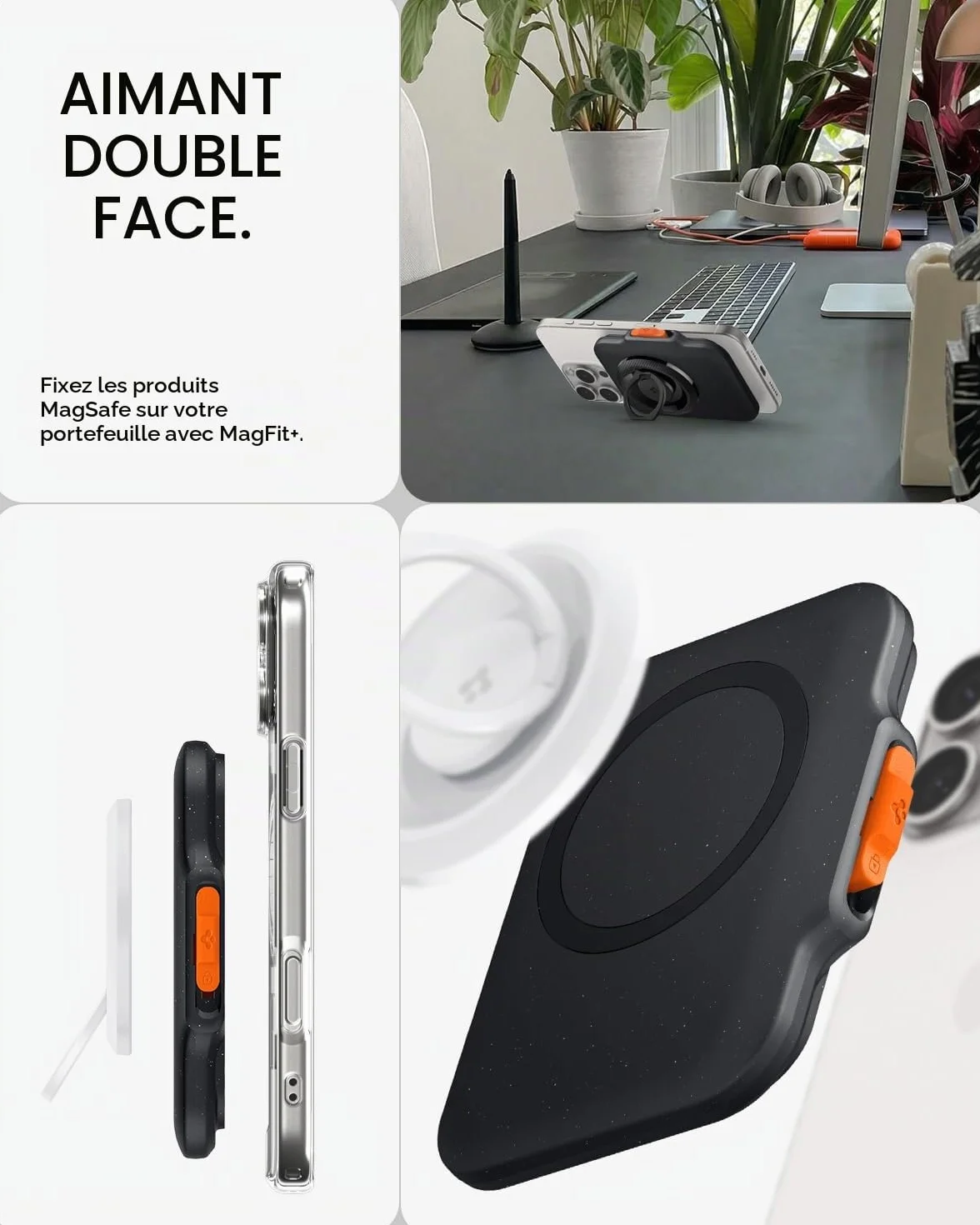 Spigen TinTap MagFit+ Porte-Cartes Magnétique Compatible iPhone 17/16/15/14/13/12 Magsafe Wallet