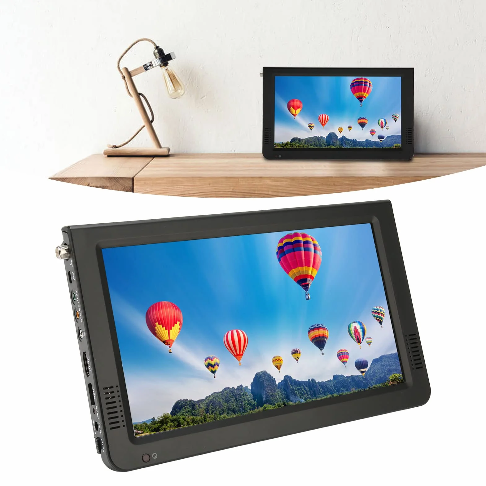 Télévision Numérique Portable 10 Pouces, 1080p ATSC Car TV Télévision Numérique Smart TV, TV Portable ATSC Télévision Numérique avec Batterie au Lithium Rechargeable, pour la