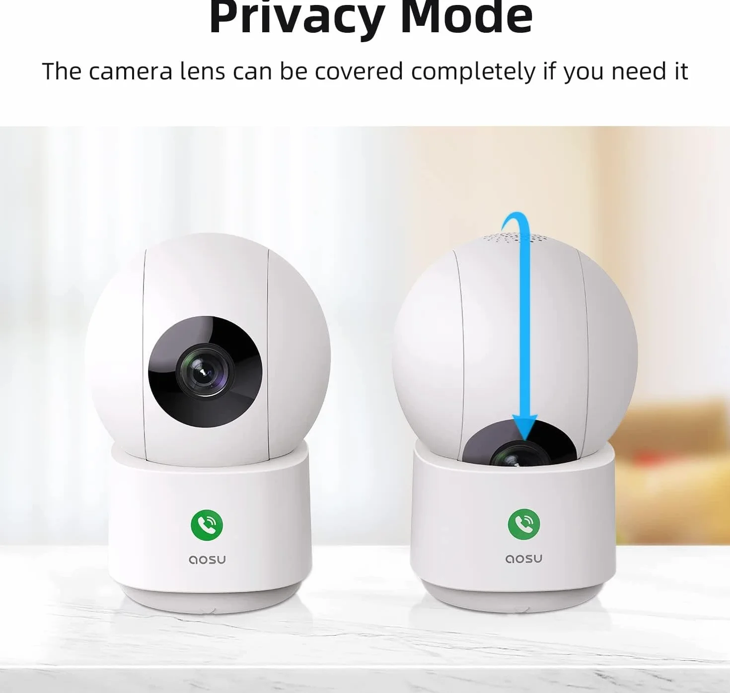 aosu 4MP 2,5K Caméra Surveillance WiFi Intérieure, 5G/2.4 GHz WiFi, Appels à Une Touche, Suivi de Mouvement à 360°, Détection Humaine AI, Compatible avec Alexa pour Bébé/âgées/Animaux