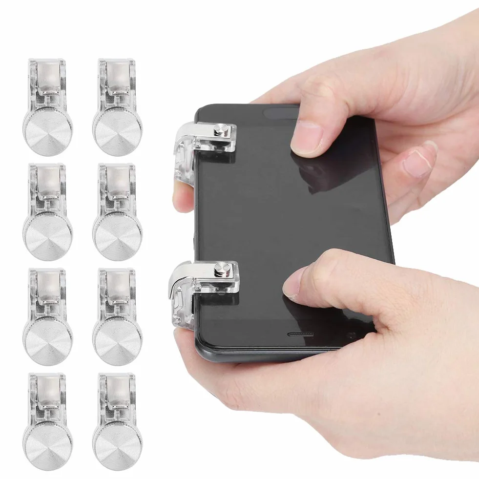 Le Contrôleur de Jeu Mobile Déclenche 8 Pcs R11 Quatre Six Doigts Assistant Bouton Mobile Trigger pour Le Jeu pour Le Téléphone PUBG (Argent)