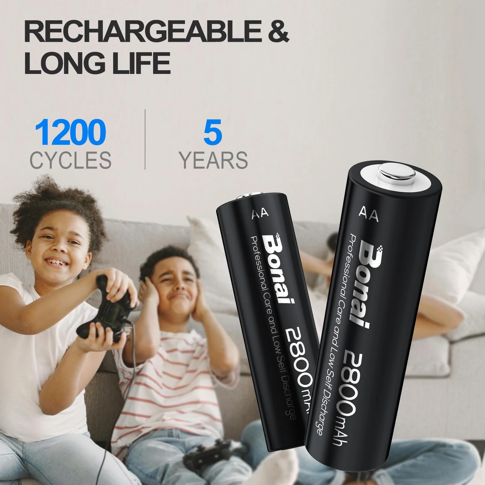 BONAI Piles Rechargeables AA 2800mAh 1.2V Ni-MH Lot de 24 Haute Capacité