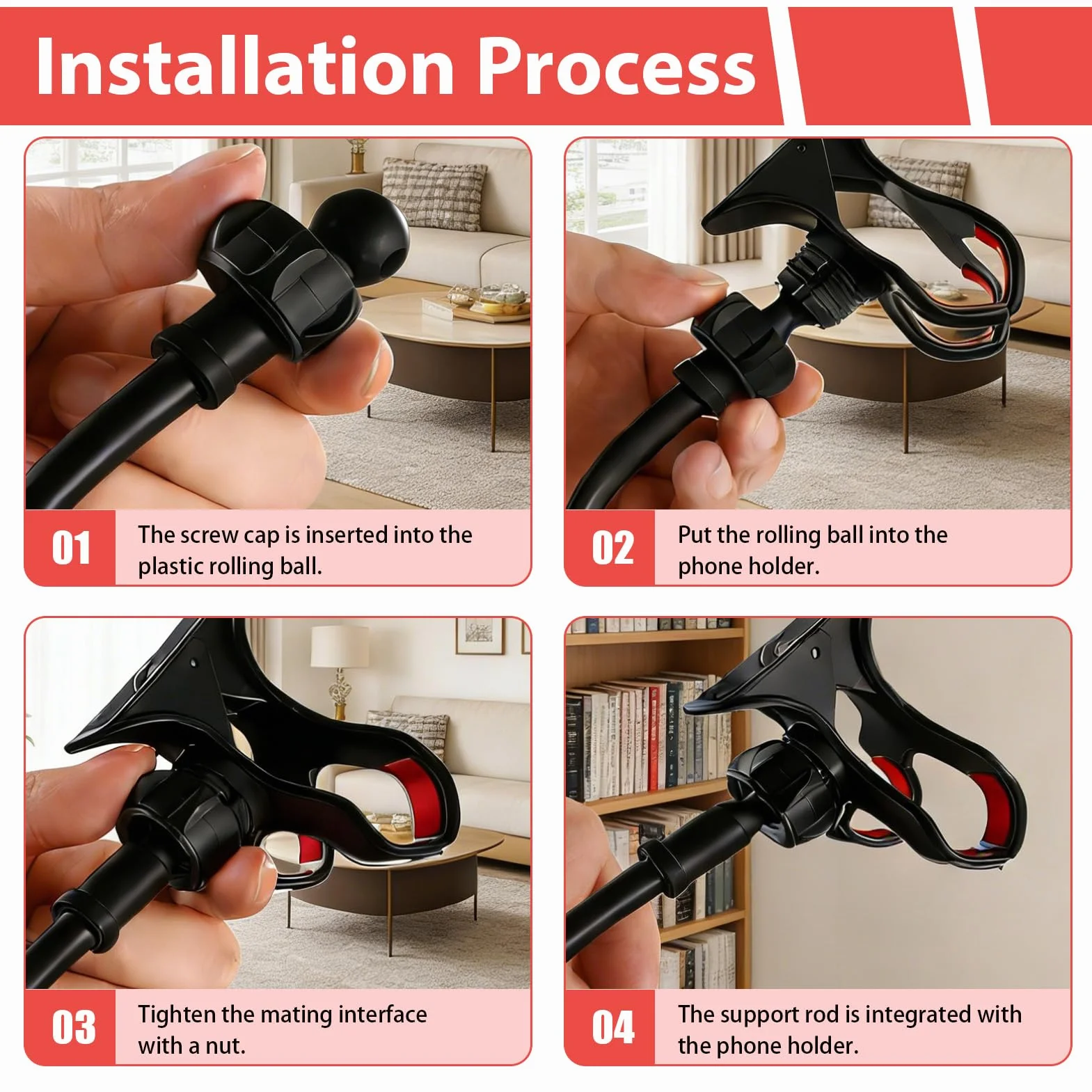 Support Telephone Lit, Support téléphone avec col de Cygne de - Réglable, avec bras télescopique flexible de 75 cm - Convient à tous les modèles - Convient pour les vidéos et regarder des films