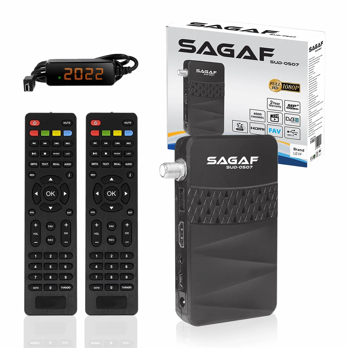 Leyf & Sagaf SUD-0507 Récepteur Satellite Mini DVB-S2 Full HD 1080p HDTV Scart USB Astra Hotbird Turksat