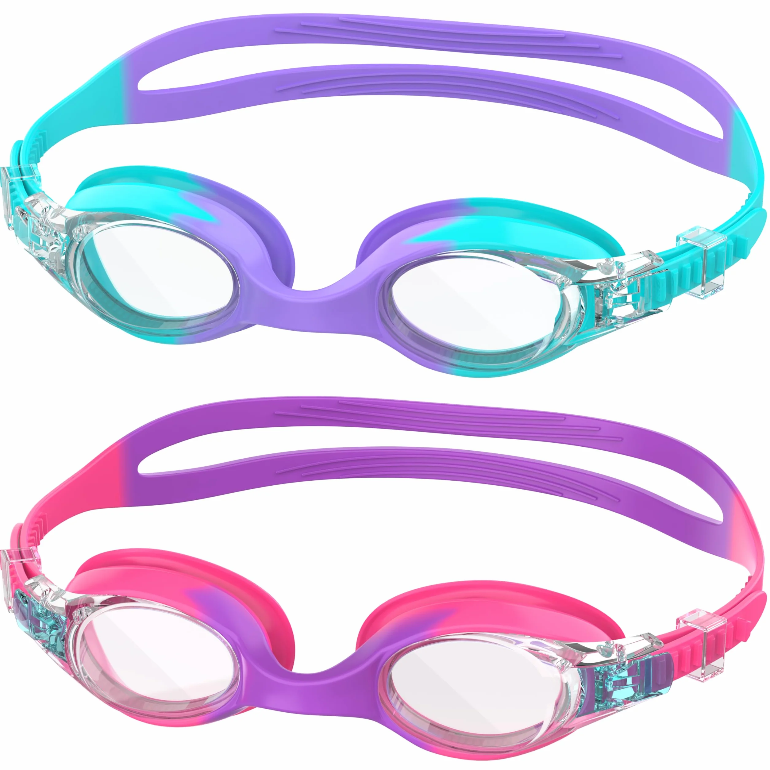 Lunette Piscine Enfant 2 Pcs Anti-Buée Protection UV Silicone 3-12 Ans