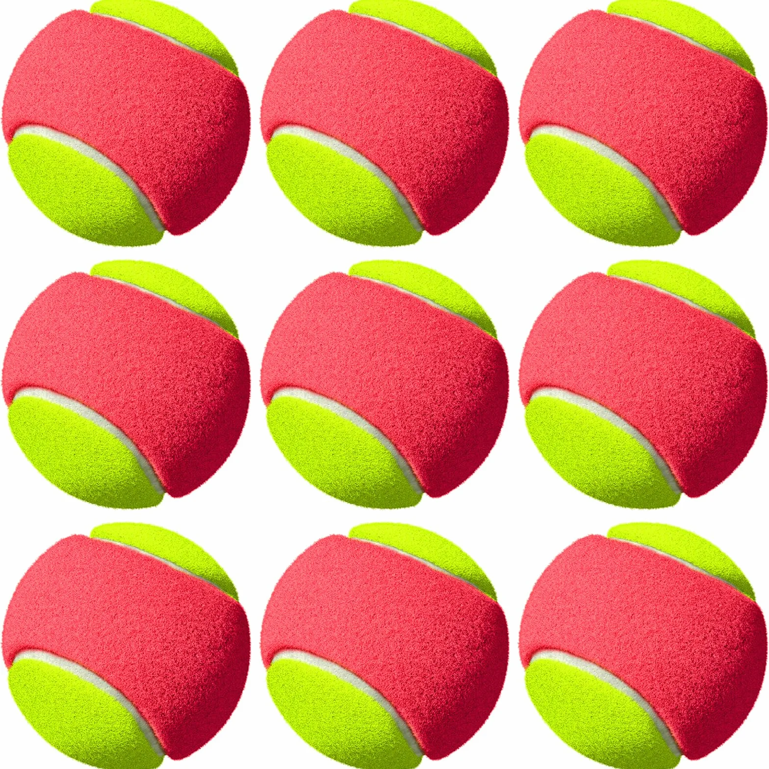 Lot de 9 balles de tennis stade 3 orange pour débutants et enfants