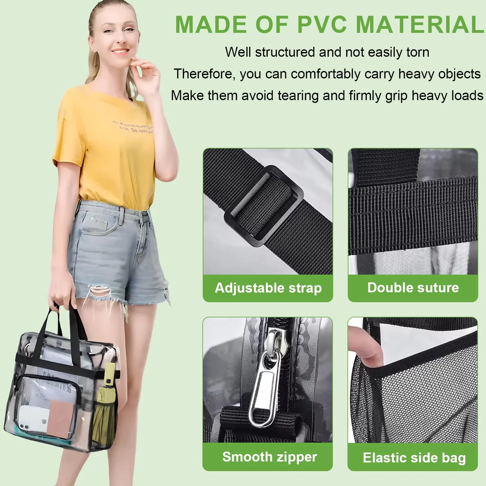 Sac Fourre-Tout Transparent en PVC Clear Bag 31 x 30 x 15 cm