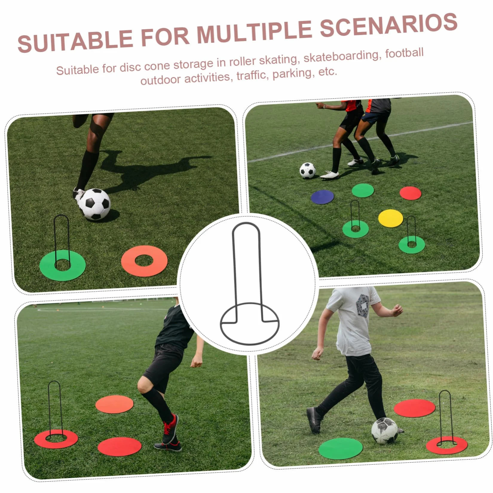 Kisangel Support de Rangement pour Plots de Football Métal Porte-disques Marqueurs Léger Portable