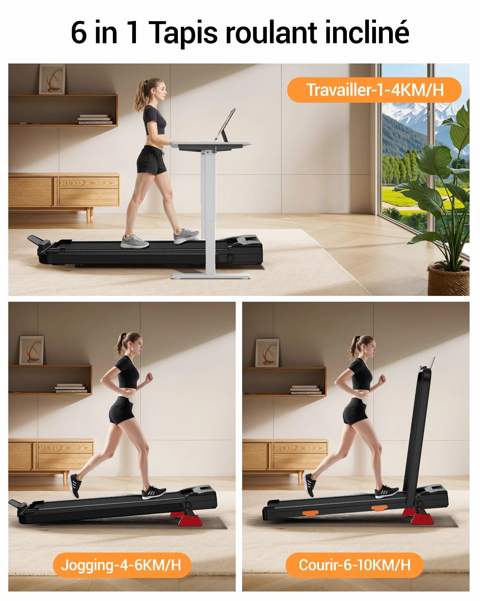 CURSOR Tapis de Course Pliable Inclinable 15% 3.0 HP Moteur Silencieux Charge Max 159KG