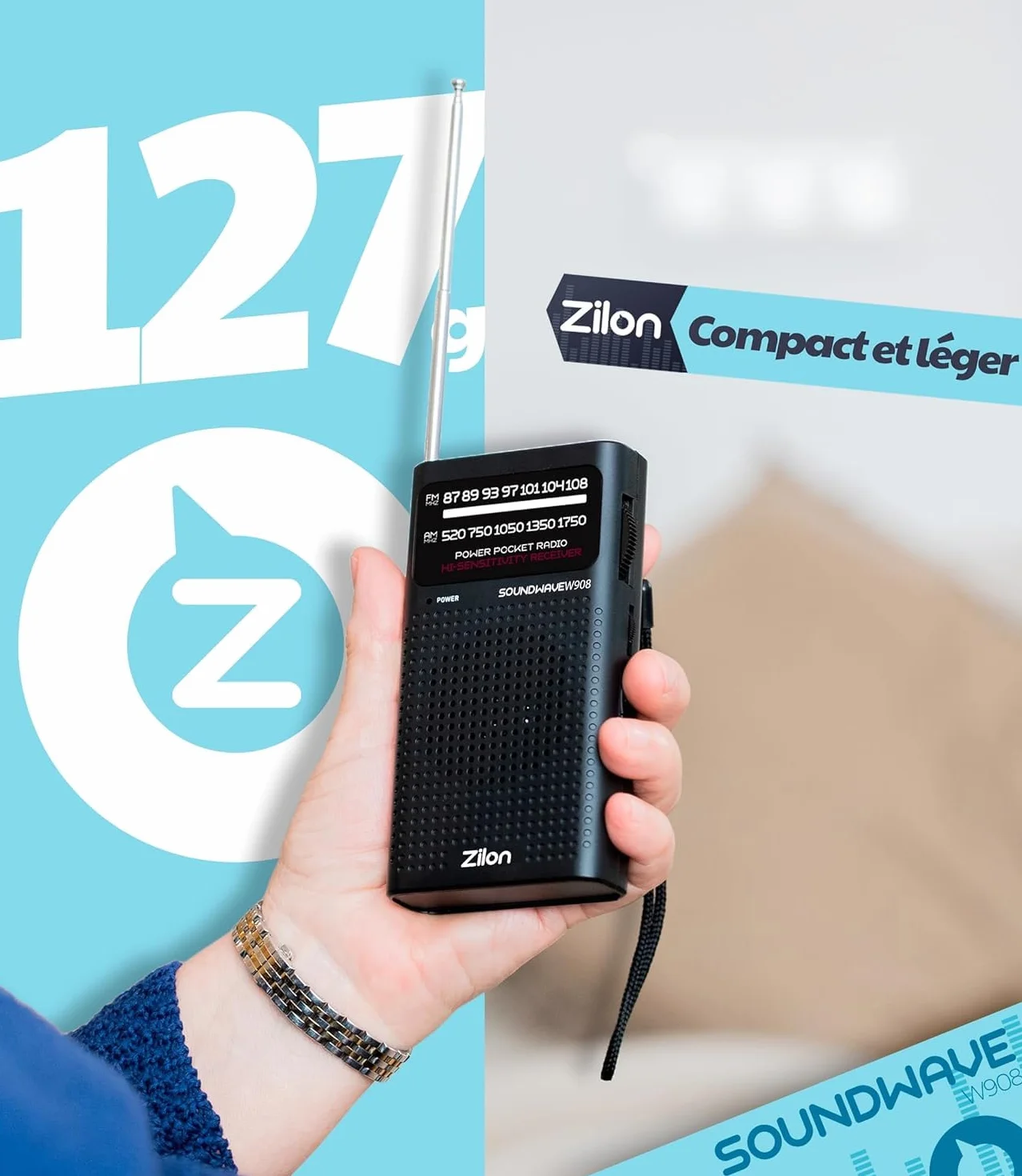 Radio à Piles Portable Petite Analogique Transistor FM Entrée pour Écouteurs Kit d’Urgence Excellente Réception Petit Poche Utilisation Simple Personnes Âgées Chiffres AA (Noire)
