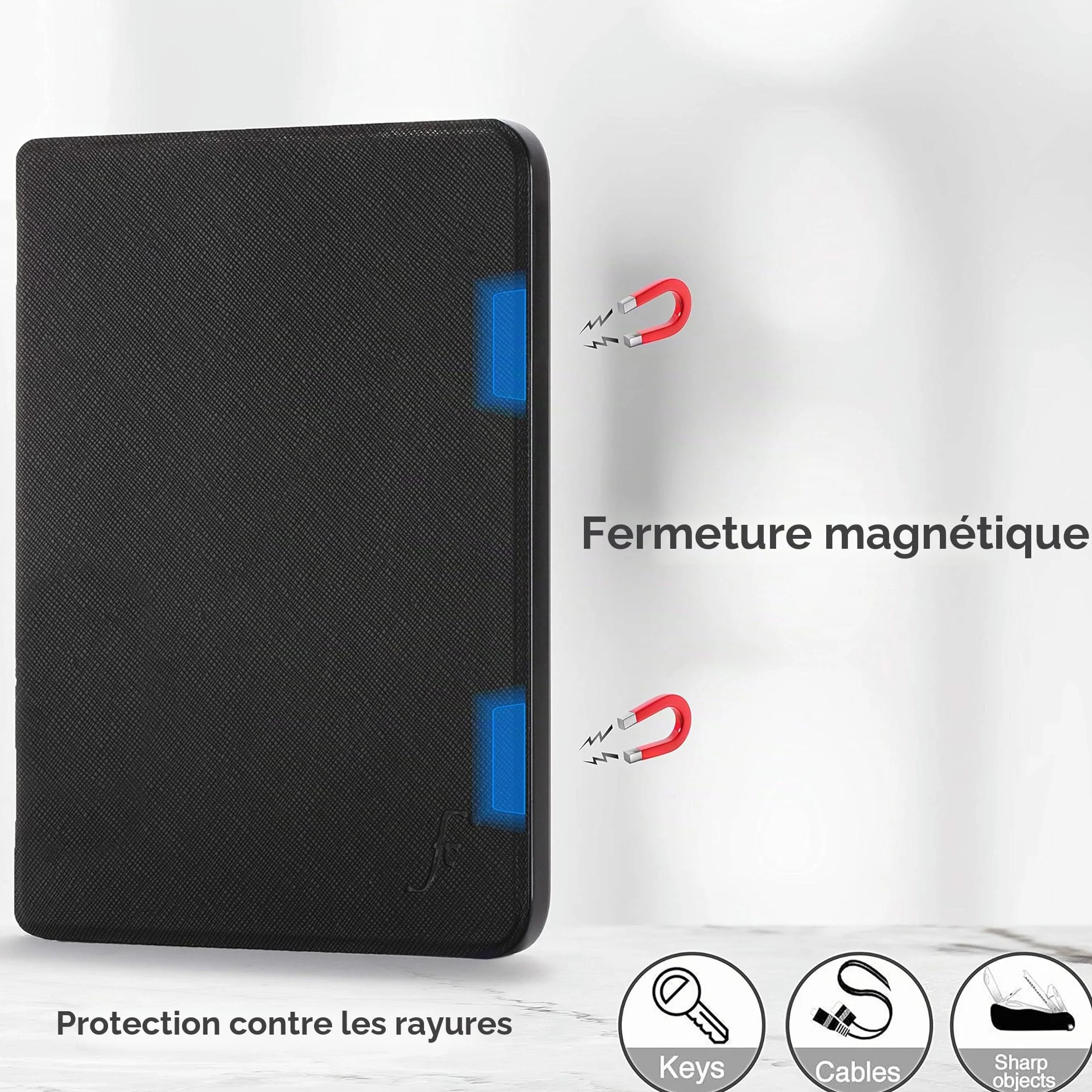 Forefront Cases Étui pour Kobo Aura H2O Edition 1 (Modèle: 2014) - Mince et Léger, Fonction Automatique Veille/Réveil Intelligente Étui, Coque de Protection pour Kobo Aura H2O Edition 1 - Noir