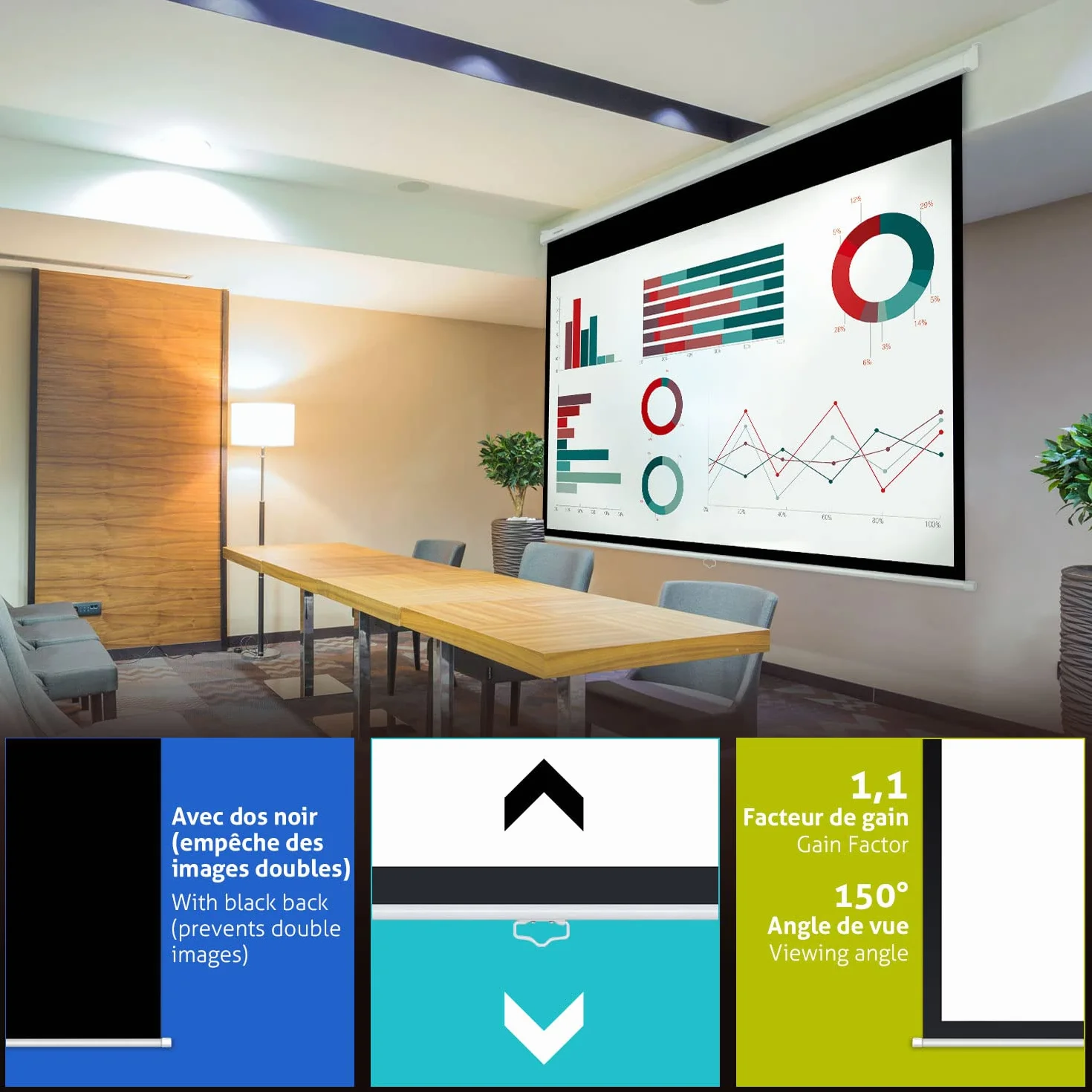 ESMART MIROLO Écran de Projection Manuel 203 x 114 cm (92") 16:9 Home Cinéma