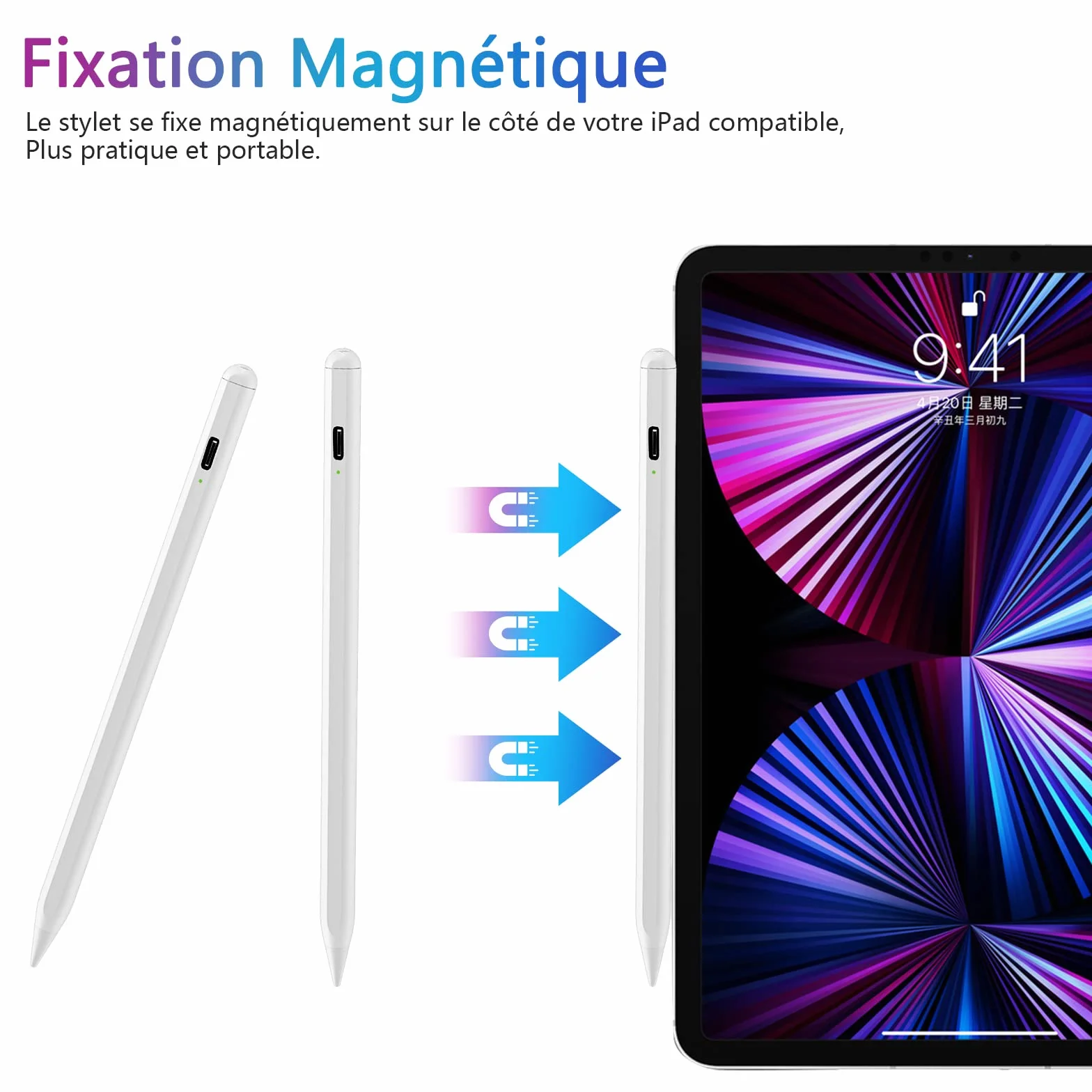 Stylet iPad 10&11e Génération, Stylo Tactile Haute Précision pour iPad 2018-2026, Rejet Paume