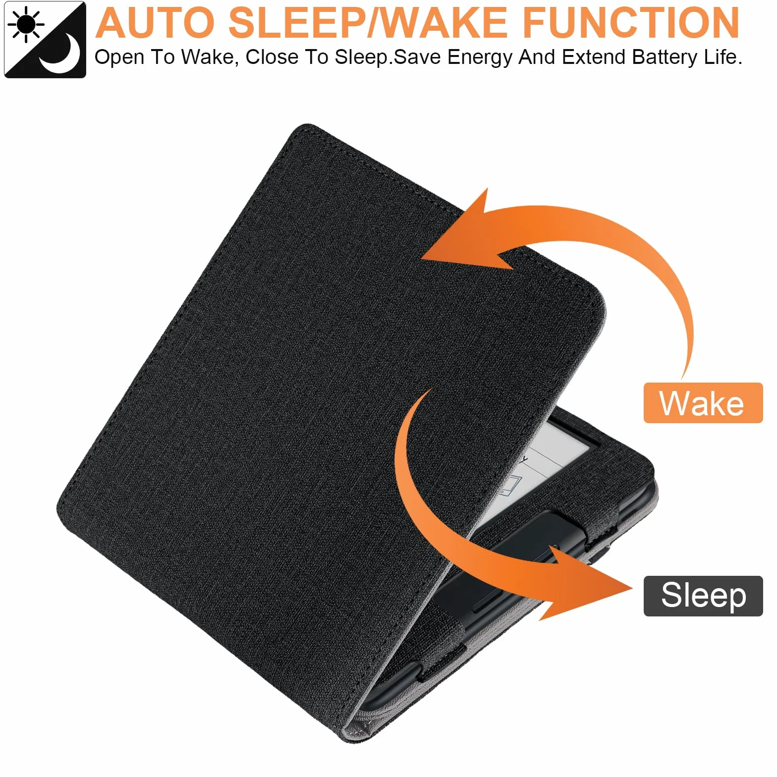 pour Kobo Libra Colour Étui avec Porte-Stylo,Sommeil Housse pour Kobo Libra 2 Coque avec Dragonne,Noir
