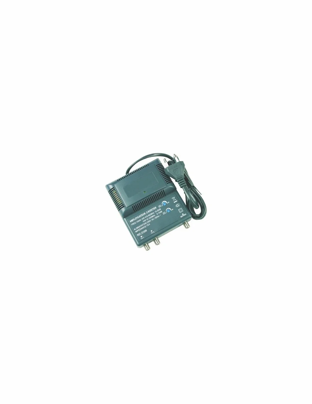 Optex Amplificateur d'intérieur 2 Sorties UHF 10-25 DB VHF 0-15 DB 1 Entrée