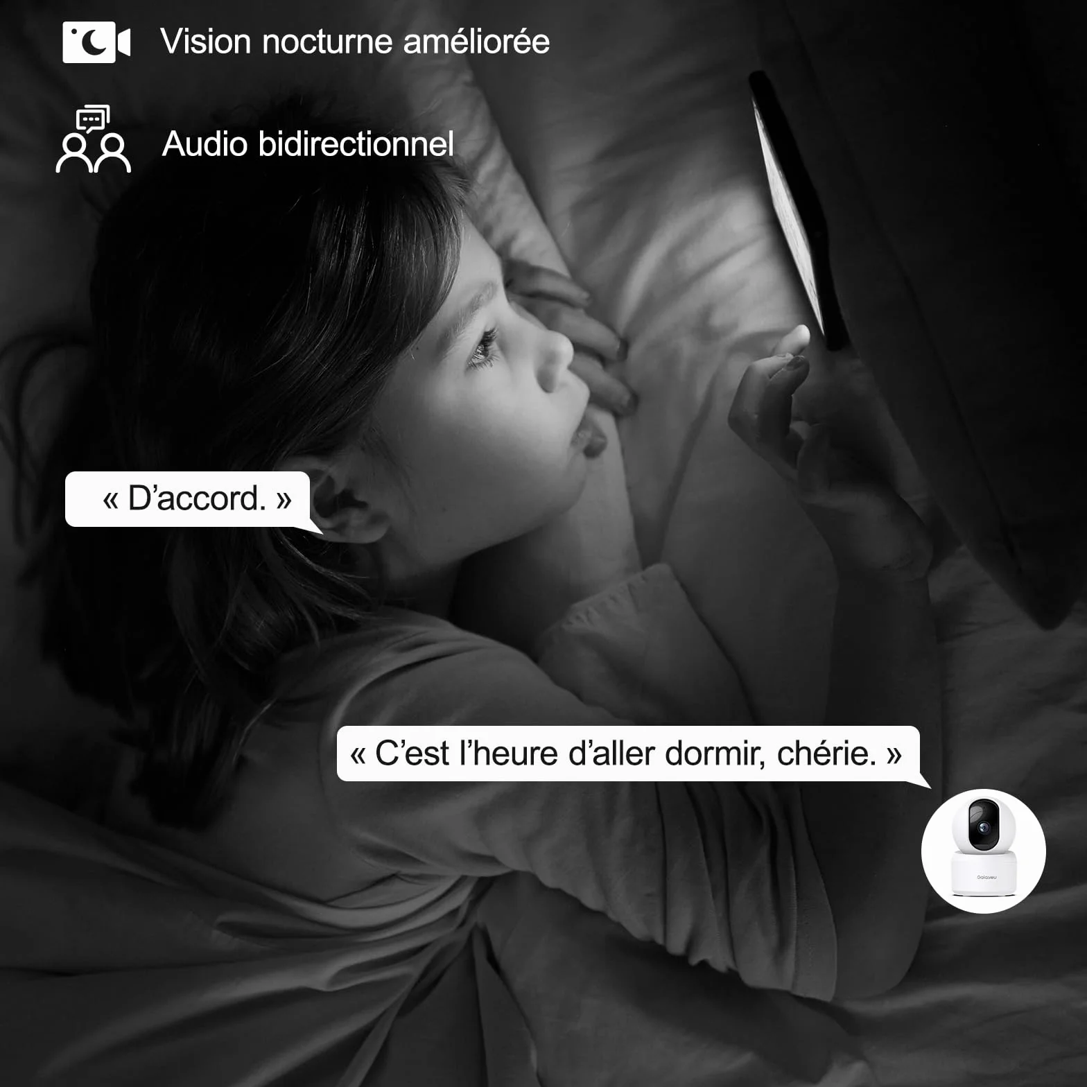 GALAYOU 2K(3MP) Camera Surveillance WiFi Intérieure - Caméra Interieur Maison 360°, Détection Humaine AI, Suivi Intelligent pour Bebe/Chien/Chat/Animaux, Alerte Instantanée G2 (Lot de 2)