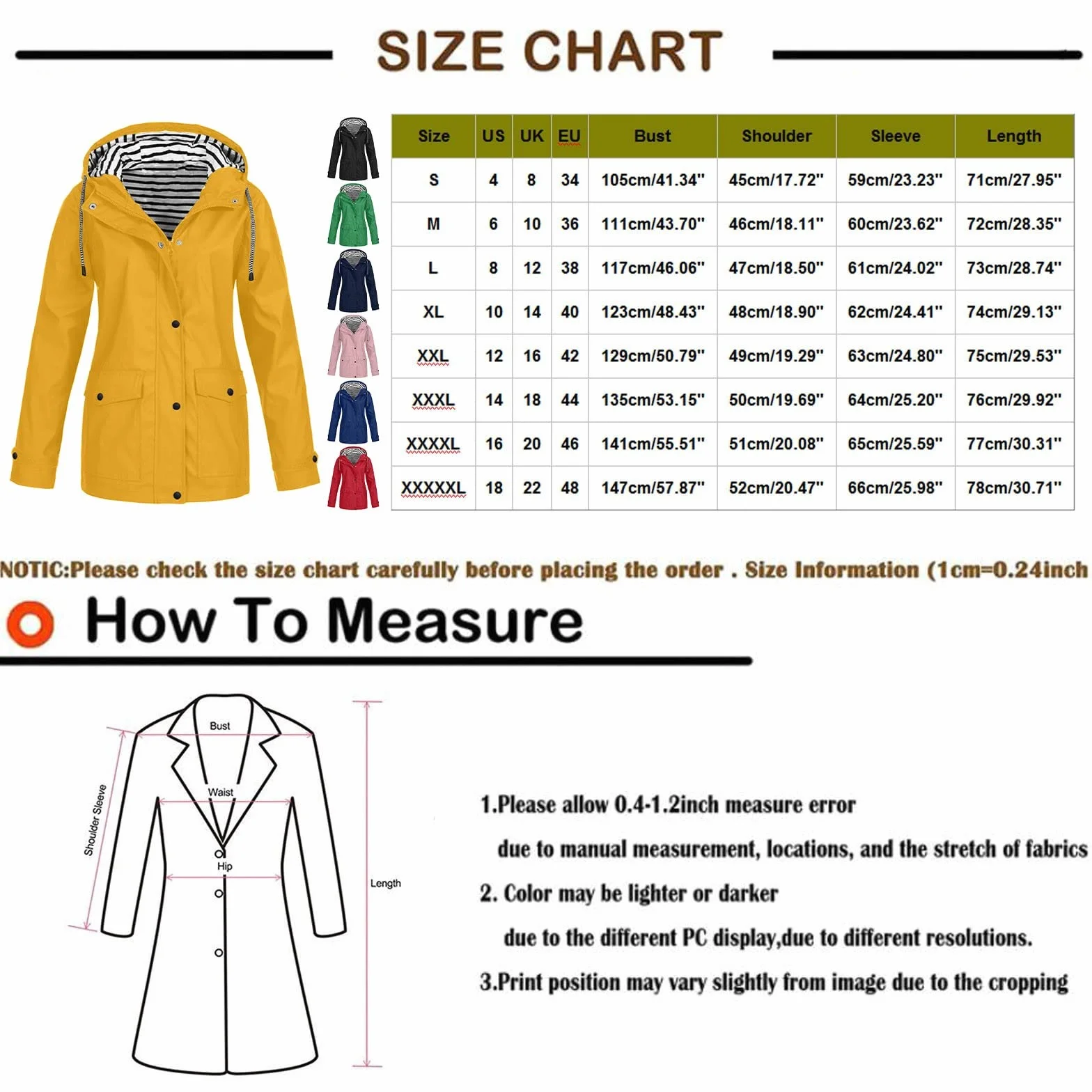 Veste Imperméable Femme Mi Saison Capuche Manches Longues Automne Hiver Randonnée Anti-Pluie