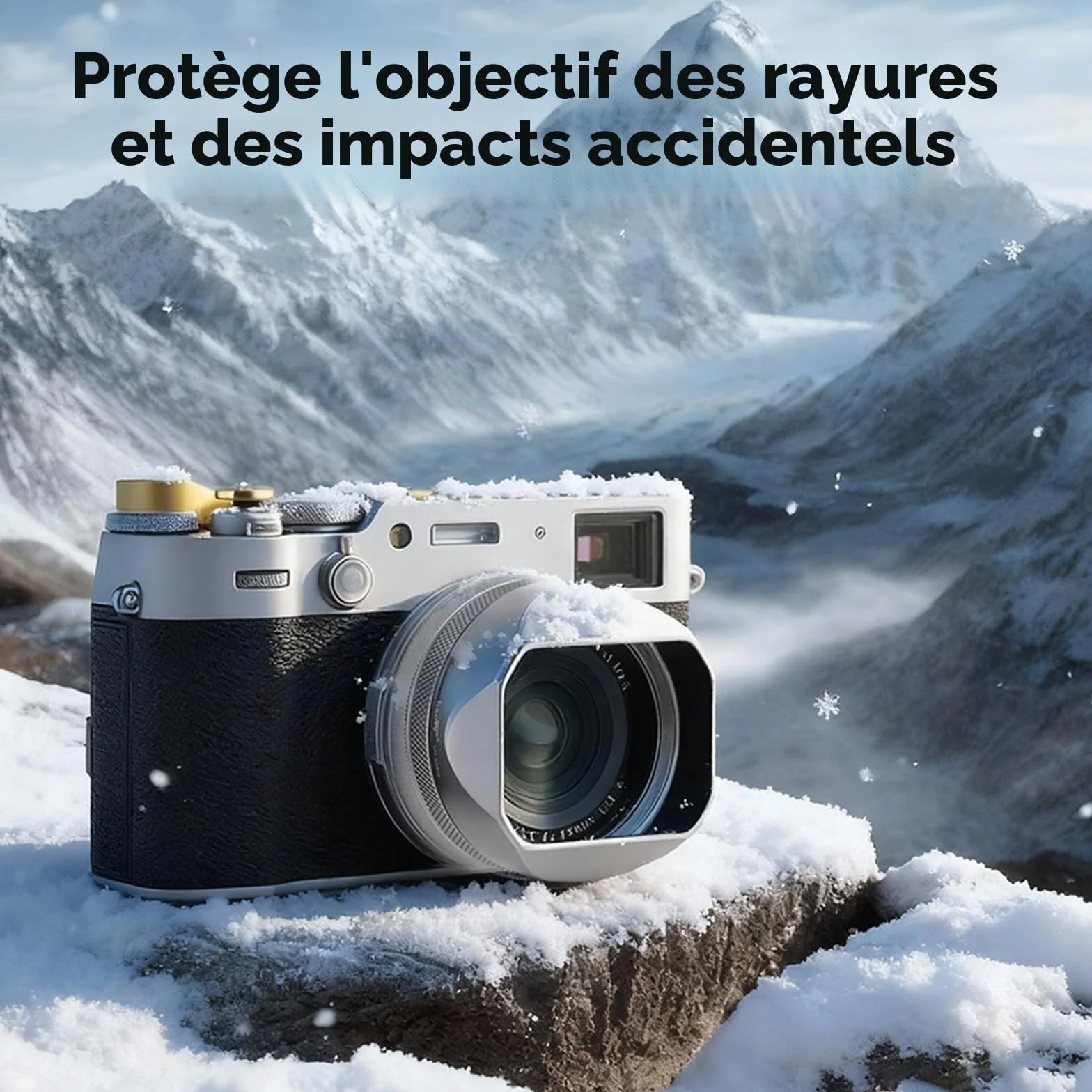 Haoge LH-X54W Pare-Soleil carré en métal avec Anneau Adaptateur 49 mm pour Appareil Photo Fujifilm x100vi Fuji X100V Argenté