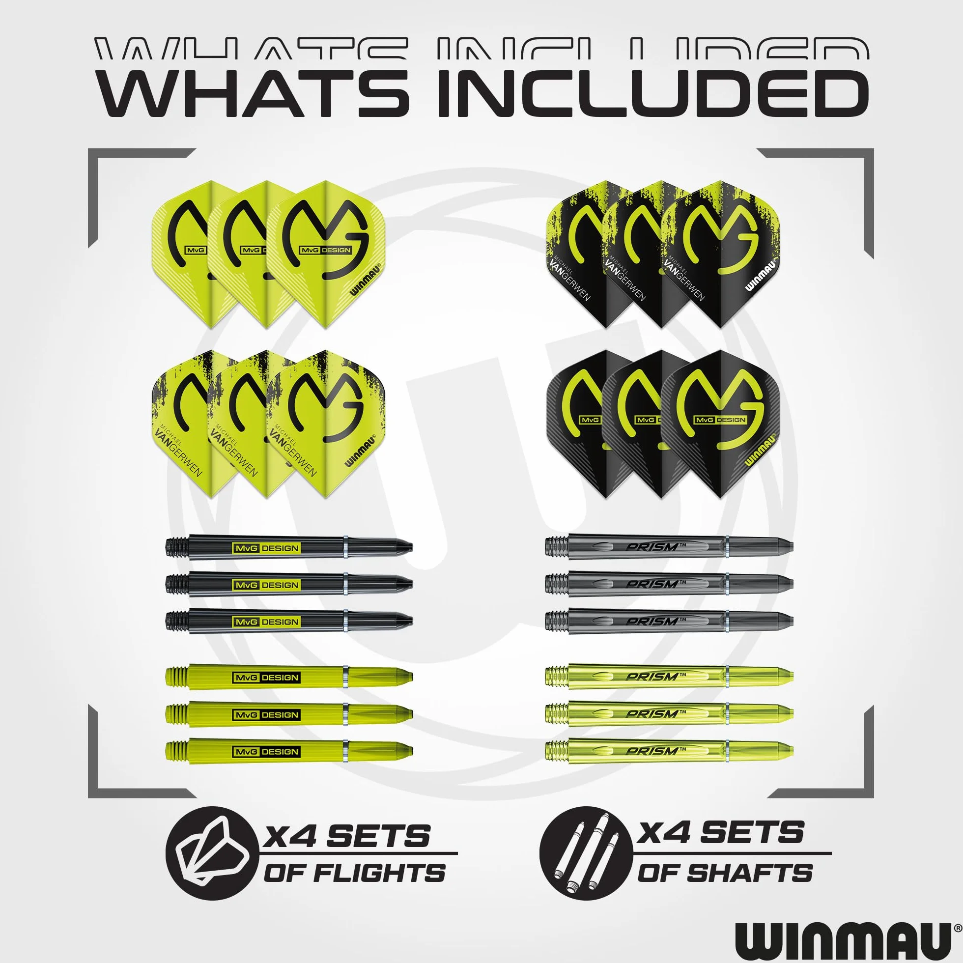 WINMAU Michael van Gerwen MvG Coffret 50 fléchettes avec tiges et ailettes