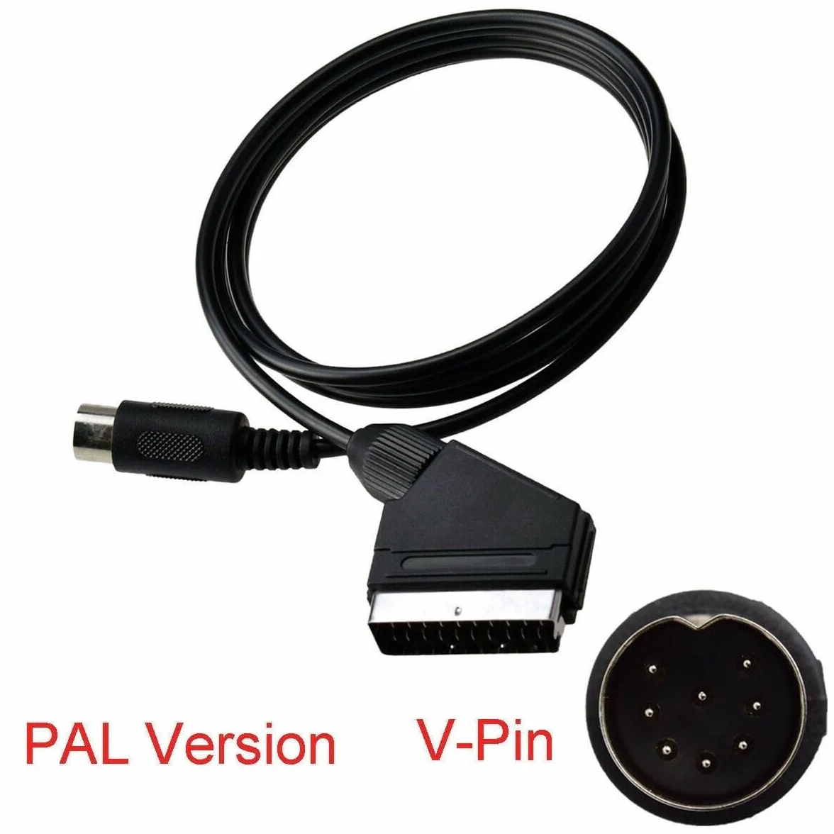 Câble Péritel AV RGB SCART pour Sega Megadrive 1 PAL – Genesis – Vpin – Connexion Haute Qualité – 1,80 m