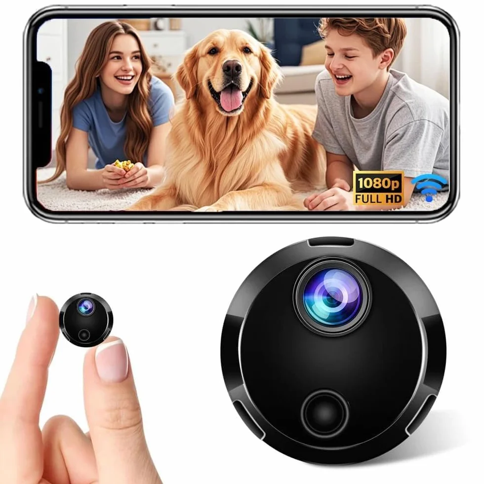 Mini Camera Espion sans Fil, Micro Camera Surveillance Wifi Interieur/Exterieur sans Fil Discrete, Vision Nocturne et Détection de Mouvement, 1080P Petit Cachee Camera Espion Bebe Maison Chat Voiture