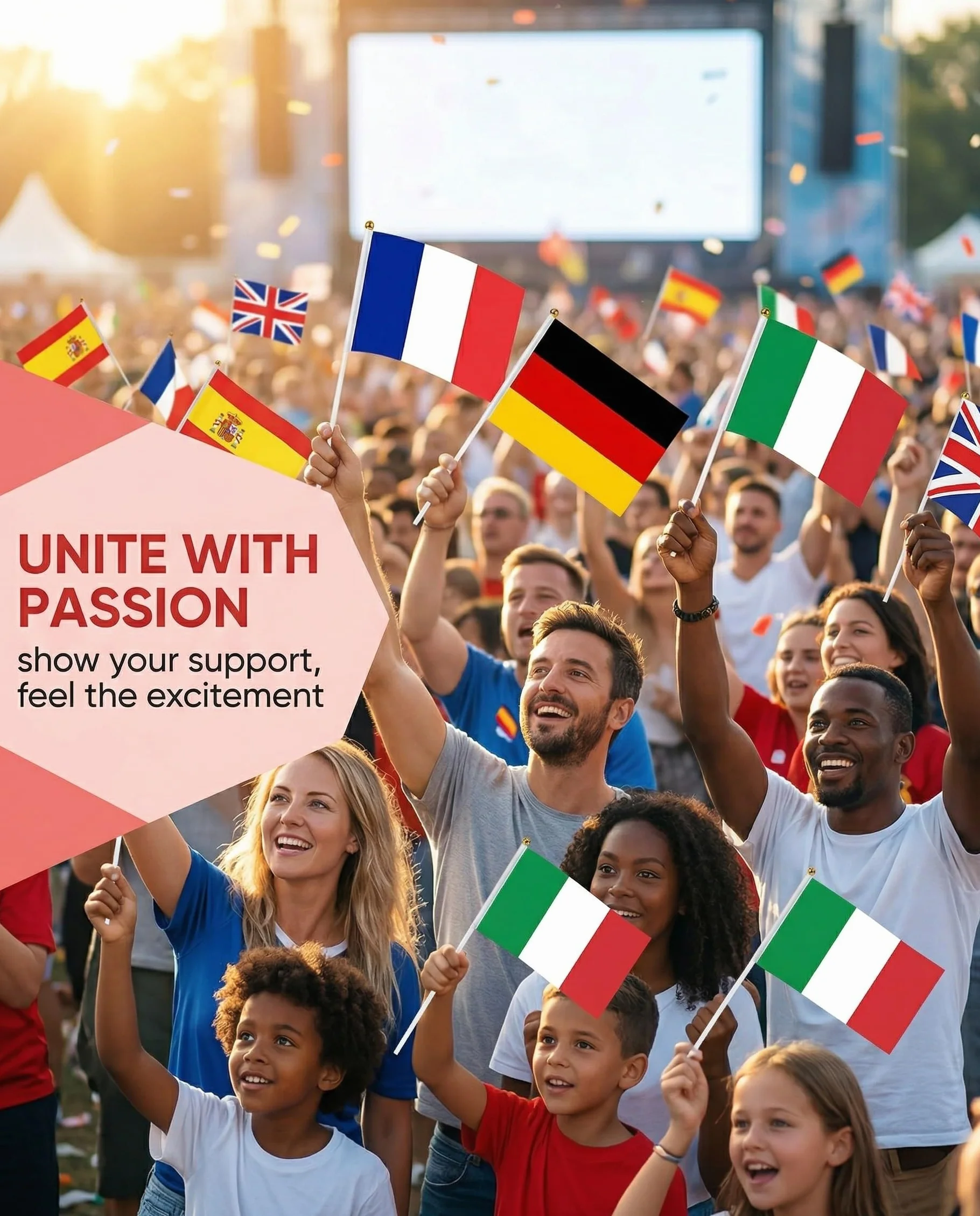 Drapeaux Européens 24 Pcs Hampe – Fanions Double Face Coupe du Monde 2026 Eurovision