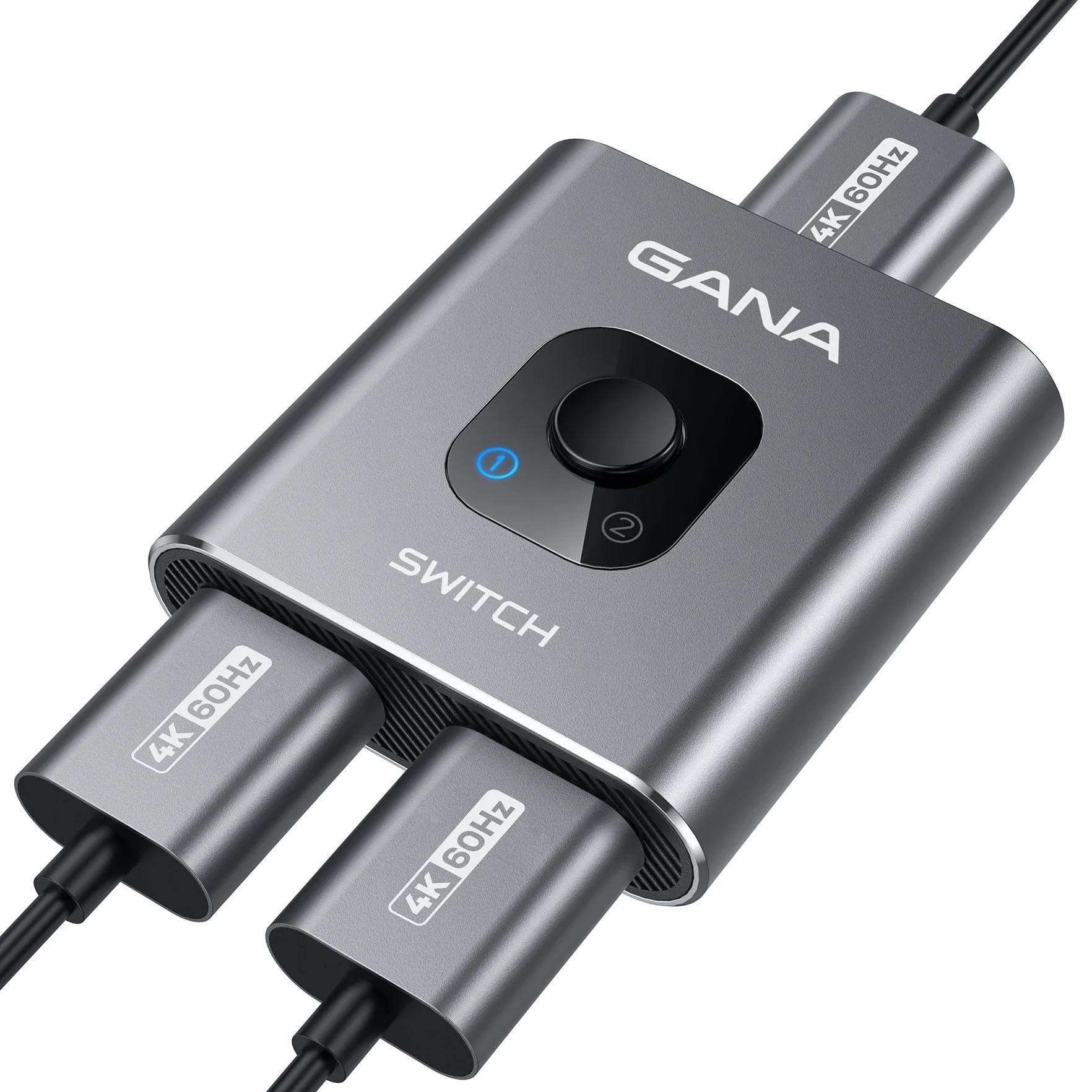 GANA Commutateur HDMI 4K 60Hz Splitter Aluminium Bi-Directionnel 2 Entrées 1 Sortie