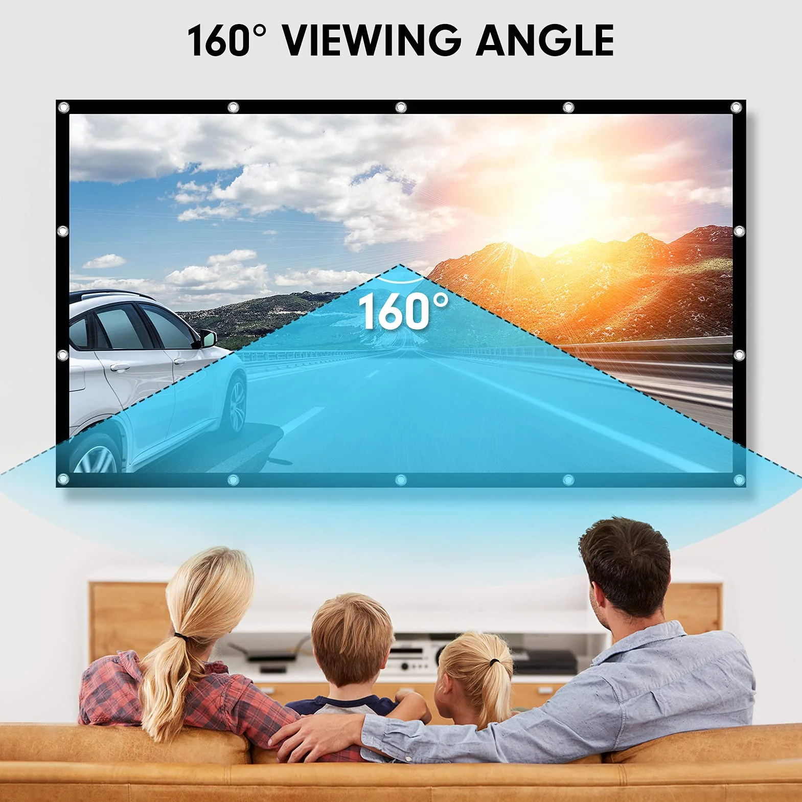 Osoeri Écran de Projection Portable 120 Pouces 16:9 HD Anti-Plis pour Vidéoprojecteurs
