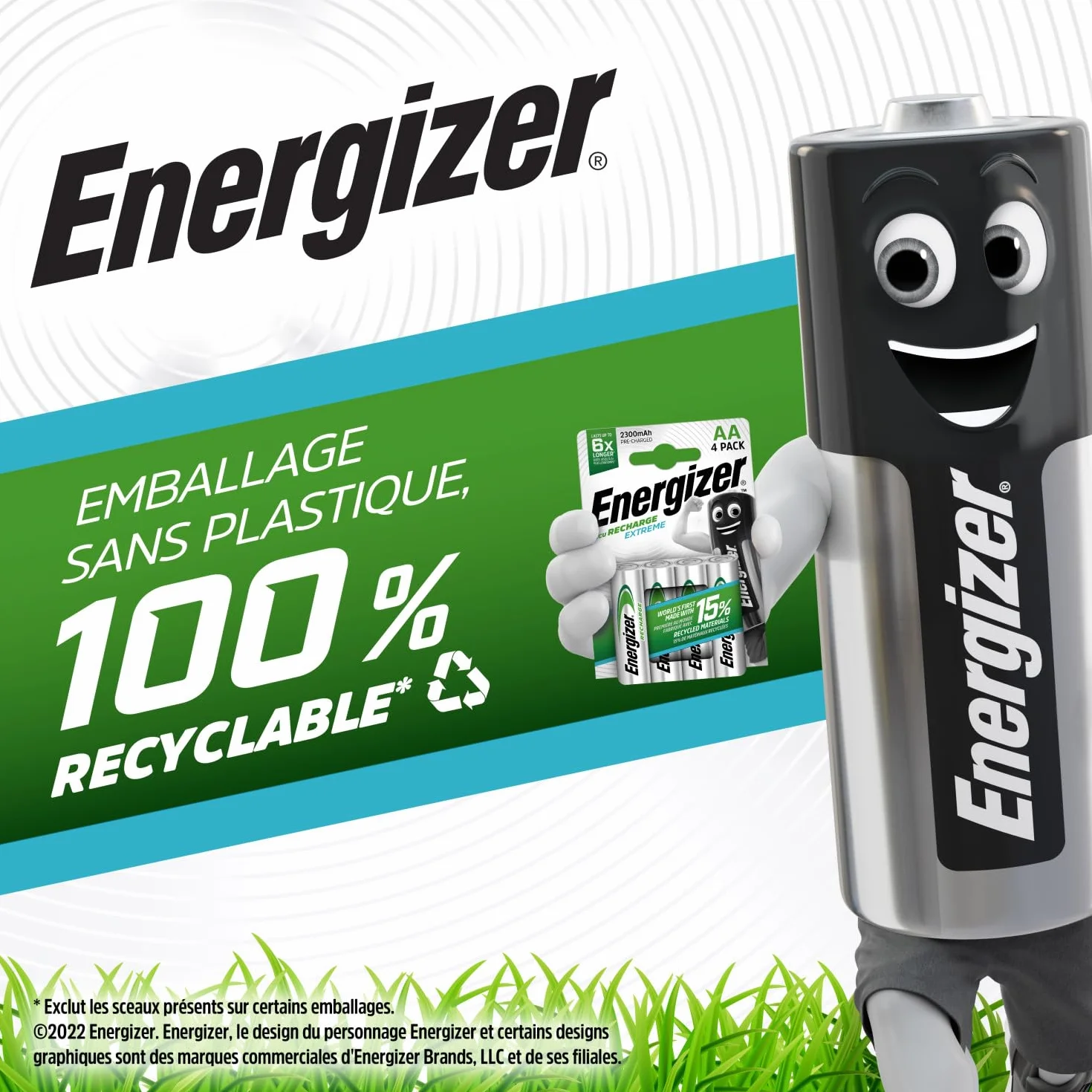 Energizer Recharge Extreme AAA 800 mAh NiMH Lot de 4 Piles Rechargeables