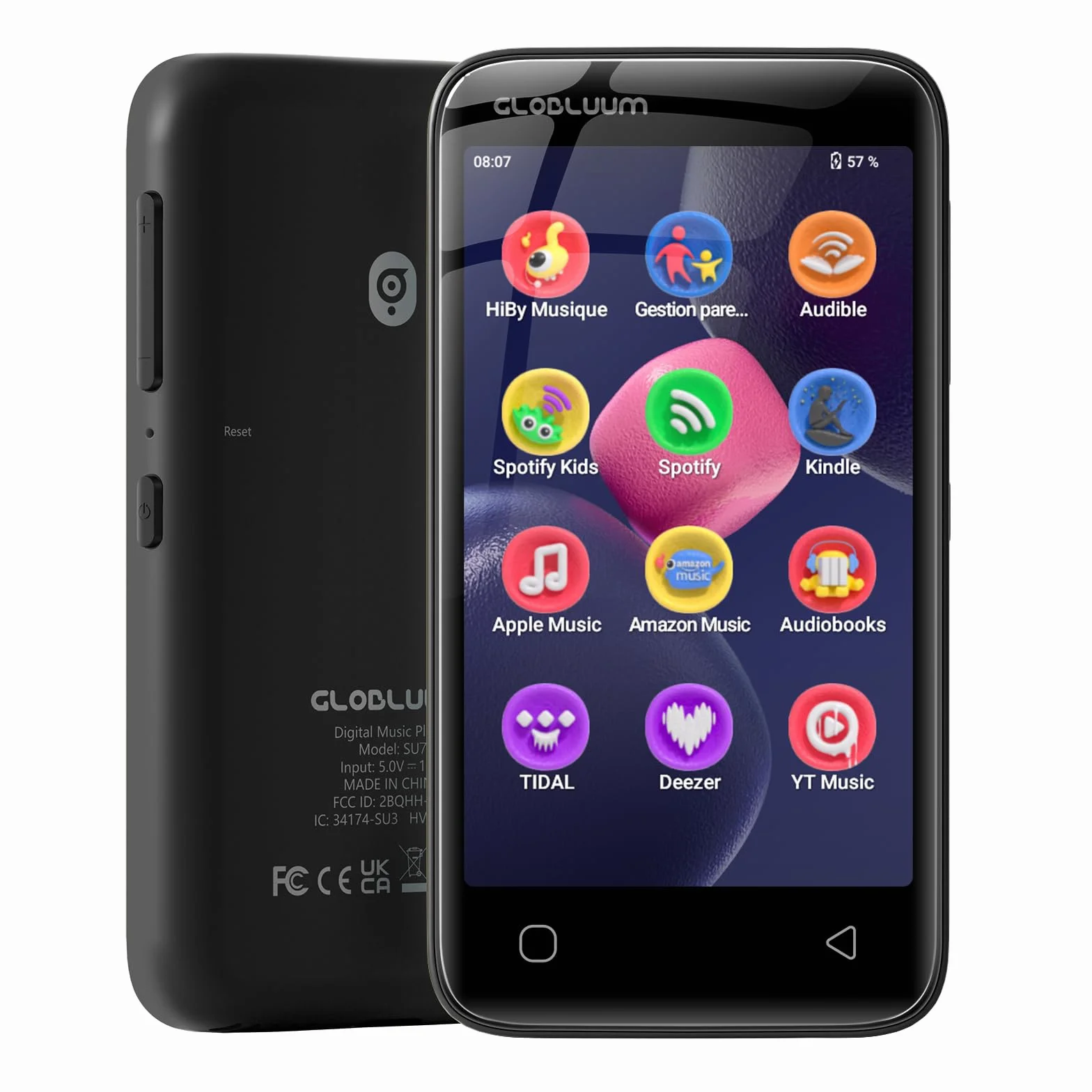Lecteur MP3 96 Go Bluetooth 5.0 WiFi Compatible Spotify Android écran Tactile 4 Pouces Son HiFi Radio FM