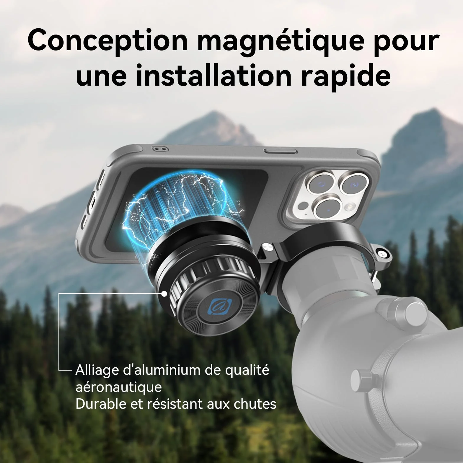 APEXEL Adaptateur Universel magnétique pour téléphone Portable pour Jumelles, monoculaires, Observation des Oiseaux et microscopes - Adaptateur oculaire de 45 à 55 mm - Compatible avec Tous Les