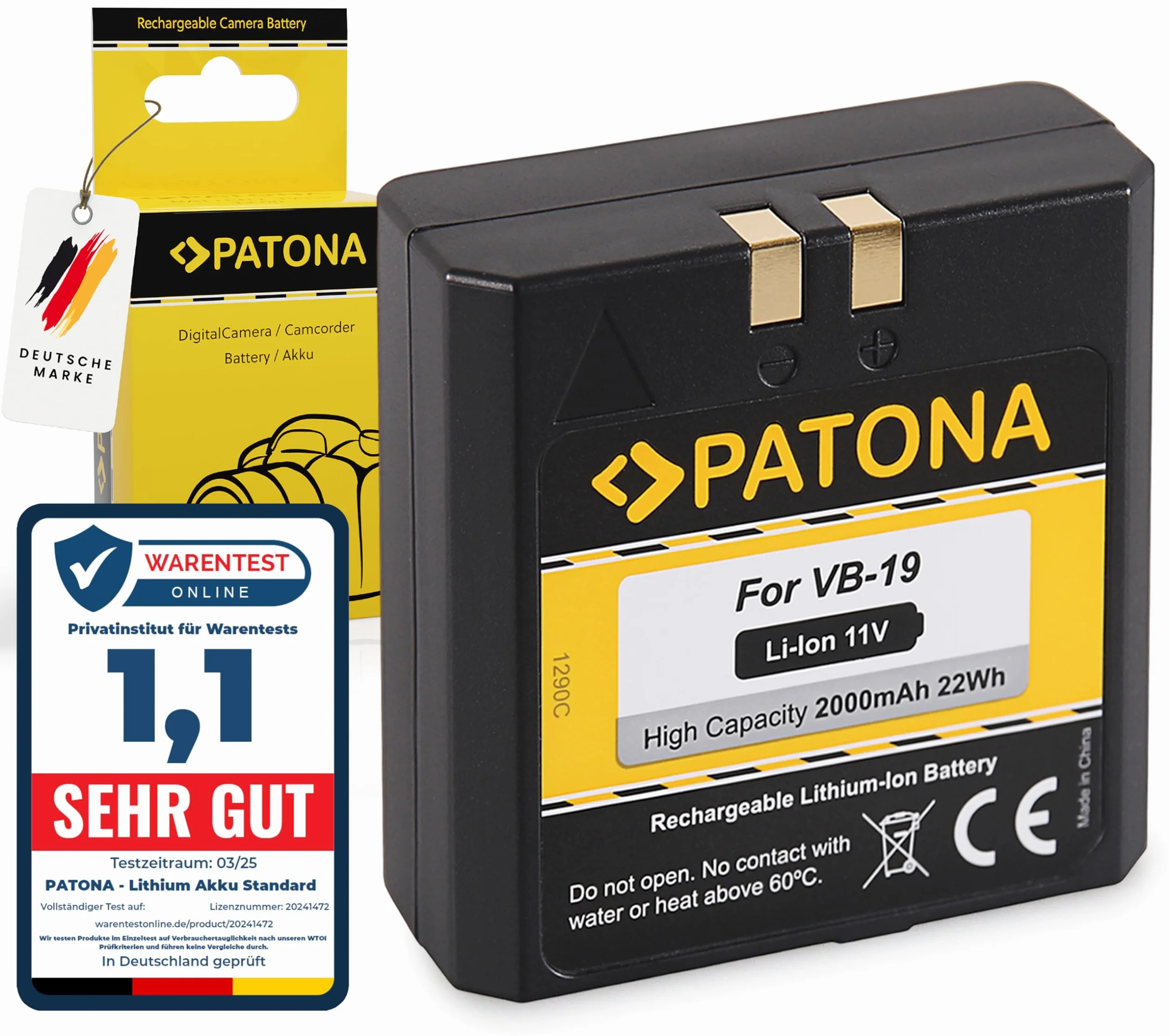 PATONA VB18 Batterie 2000mAh / 22Wh / 11V Li-ION Compatible avec Godox V850 V850II V860 V860II Flash Speedlite VB18 Batterie de Rechange pour Les modèles GODOX VB18 VB19