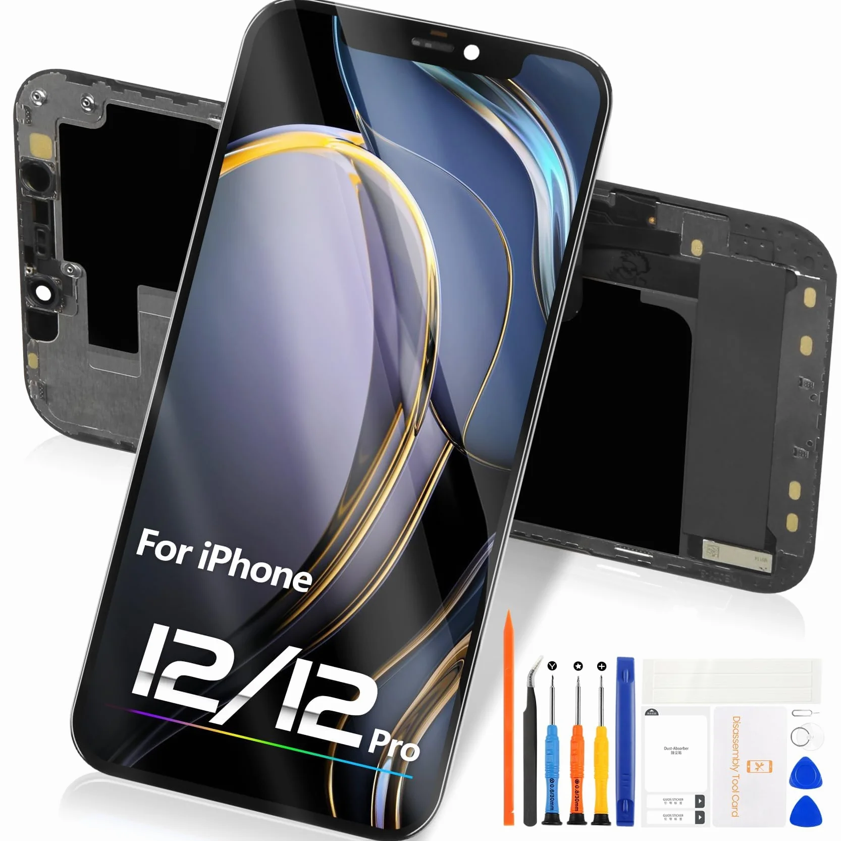 pour écran iPhone 12/12 Pro LCD - pour iPhone 12 Pro LCD Digitizer pour iPhone 12 A2403 A2172 A2402 A2407 A2341 A2406 A2408 Écran tactile en verre Assembly avec outils