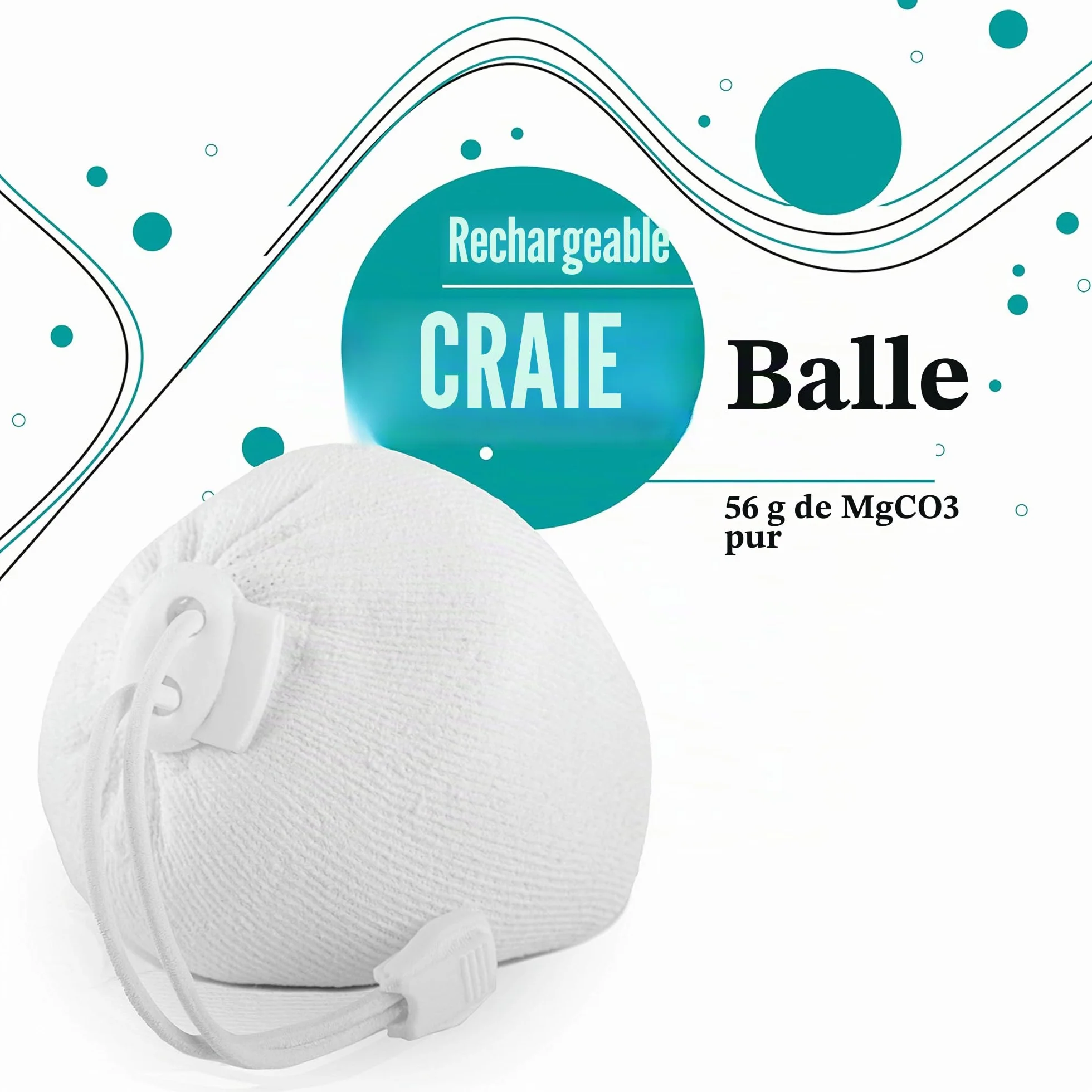TOPSIDE Boule de Magnésie Rechargeable 56g pour Carbonate de Magnésium