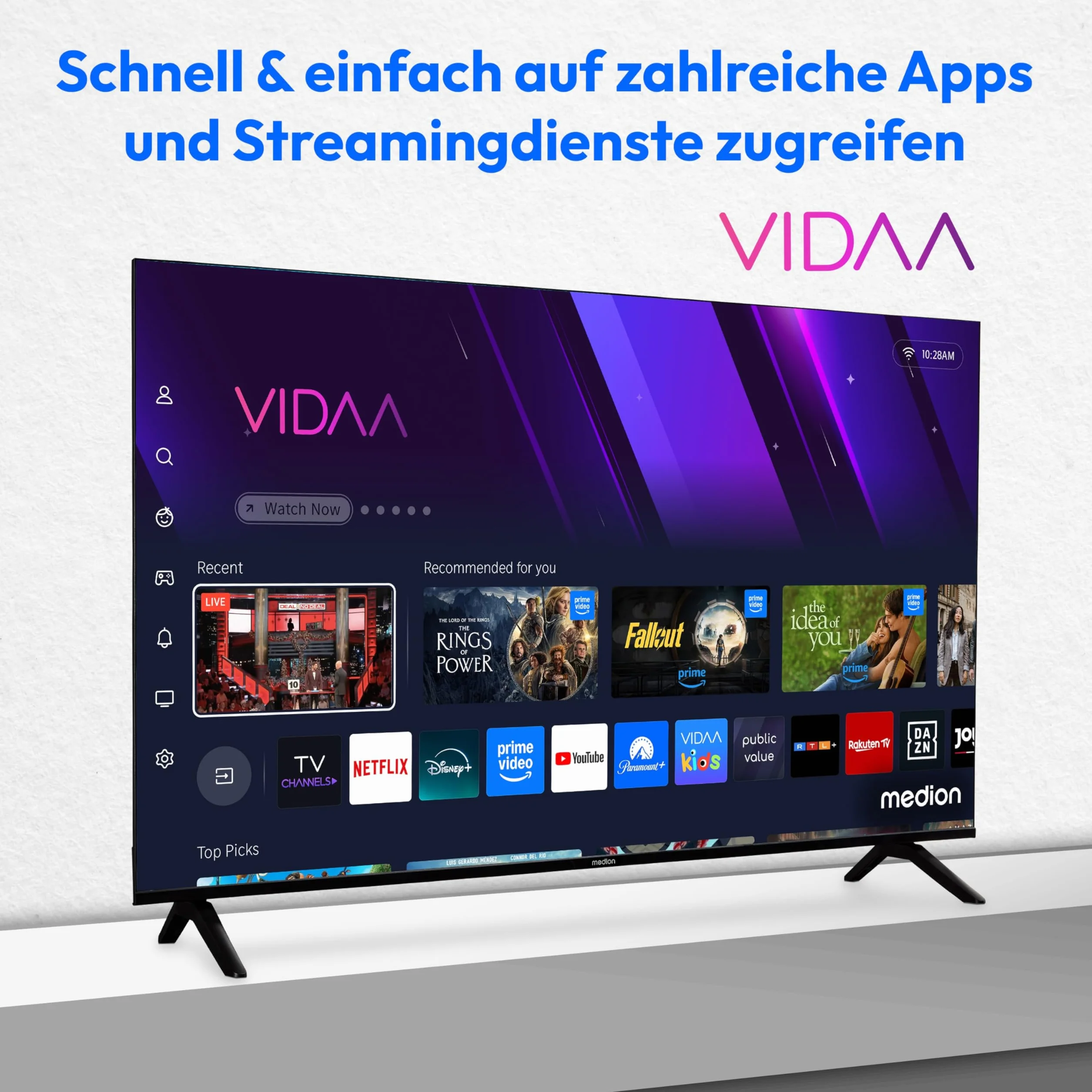 MEDION TV Ultra HD 108 cm (43") Smart-TV 4K HDR10 VIDAA Store Bluetooth MD 843301