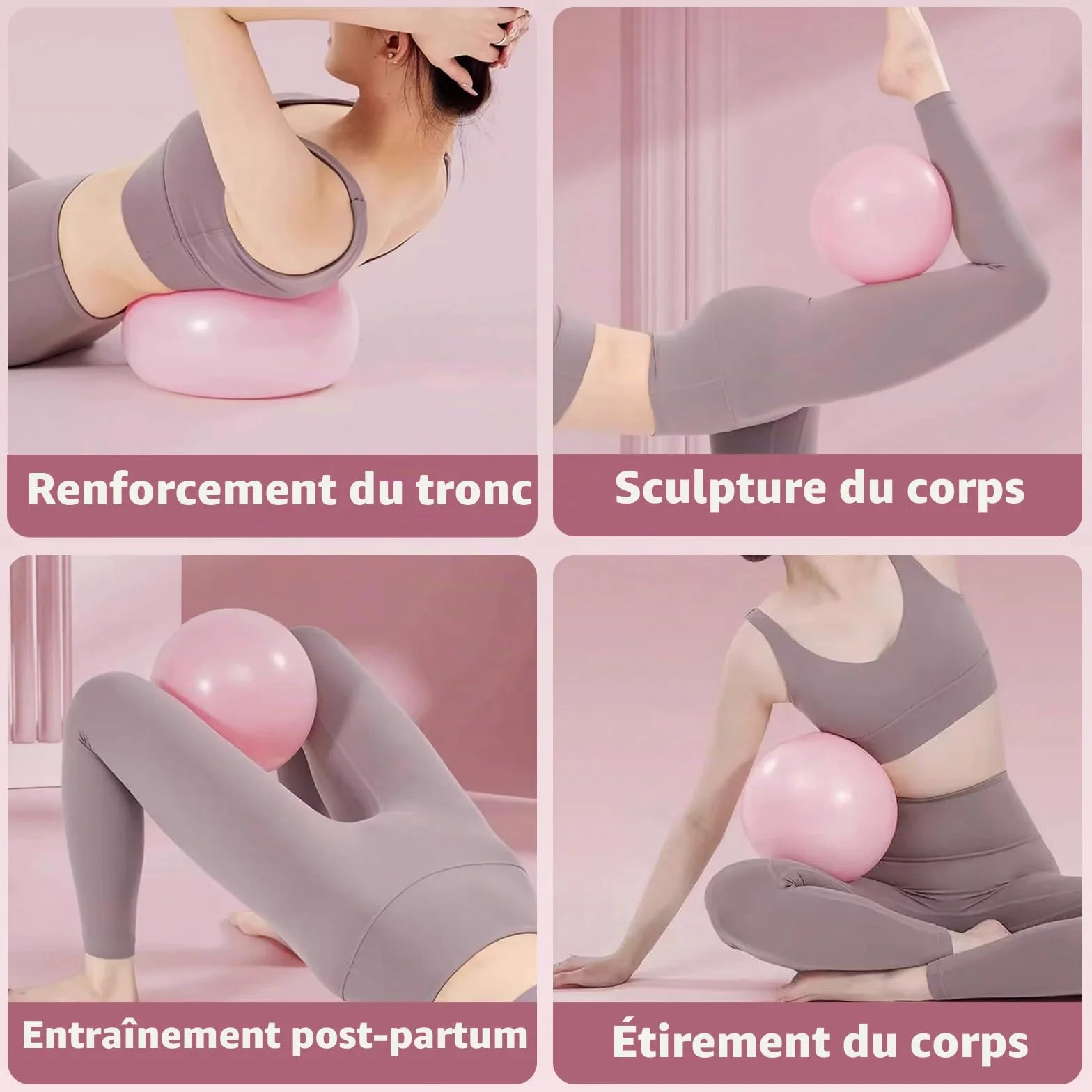 Vortix Lot de 3/6 balles de Pilates 25 cm – Anti-explosion, antidérapantes – Ballon de gymnastique avec tuyau gonflable, pour yoga et muscles du plancher pelvien