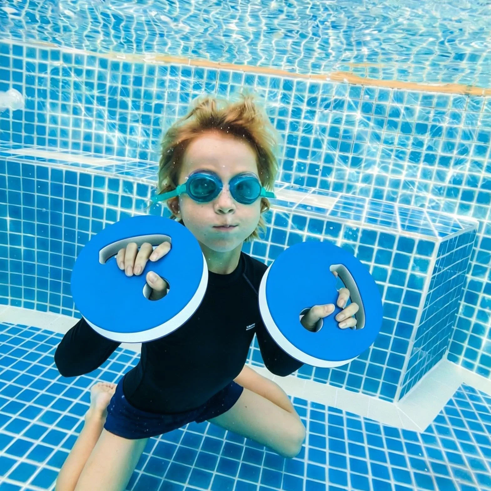 Disques manuels d'Aquagym lot de 2 résistance à poignée manuelle équipement d'exercice piscine