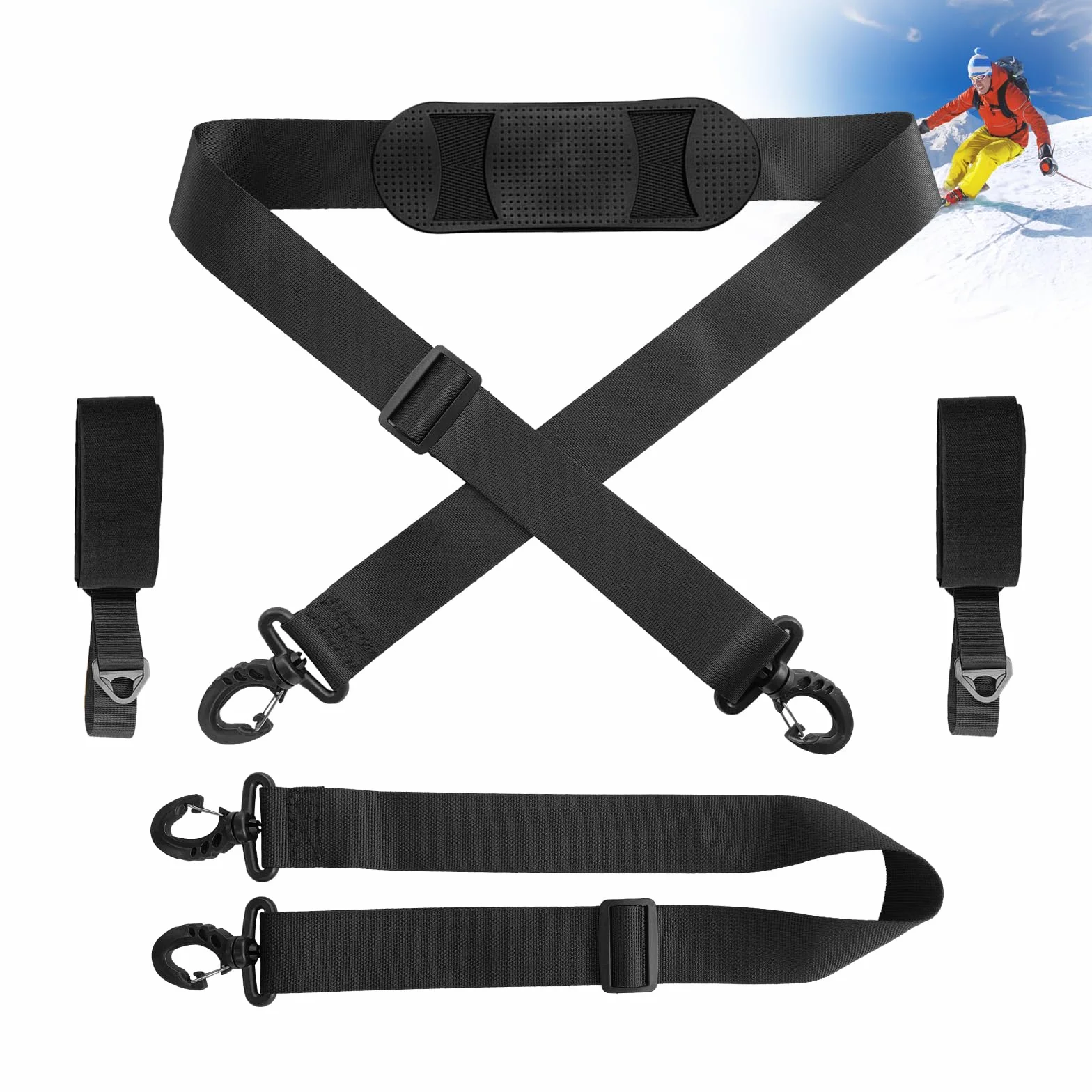 Sangle de Ski Réglable Bandoulière Porte-Équipement