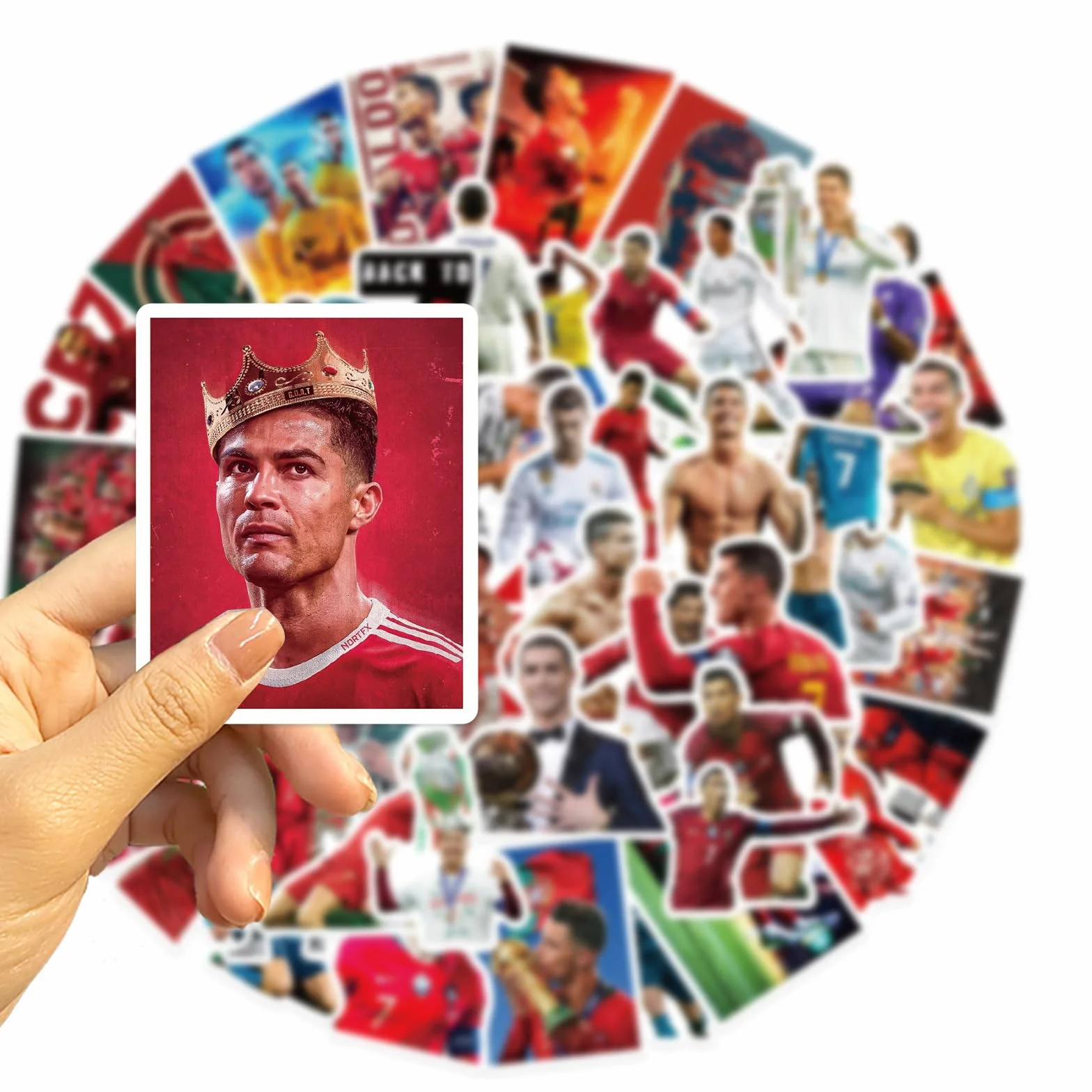 Autocollants Cristiano Ronaldo Vinyle Imperméables Lot de 50 Stickers Football