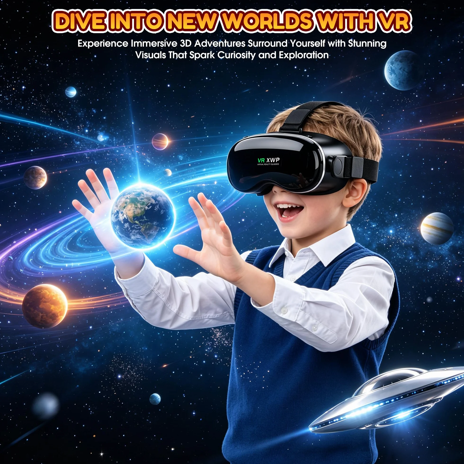 Casque VR 3D pour Téléphone Compatible iPhone Android 4.7-7.0 Pouces Lentilles HD