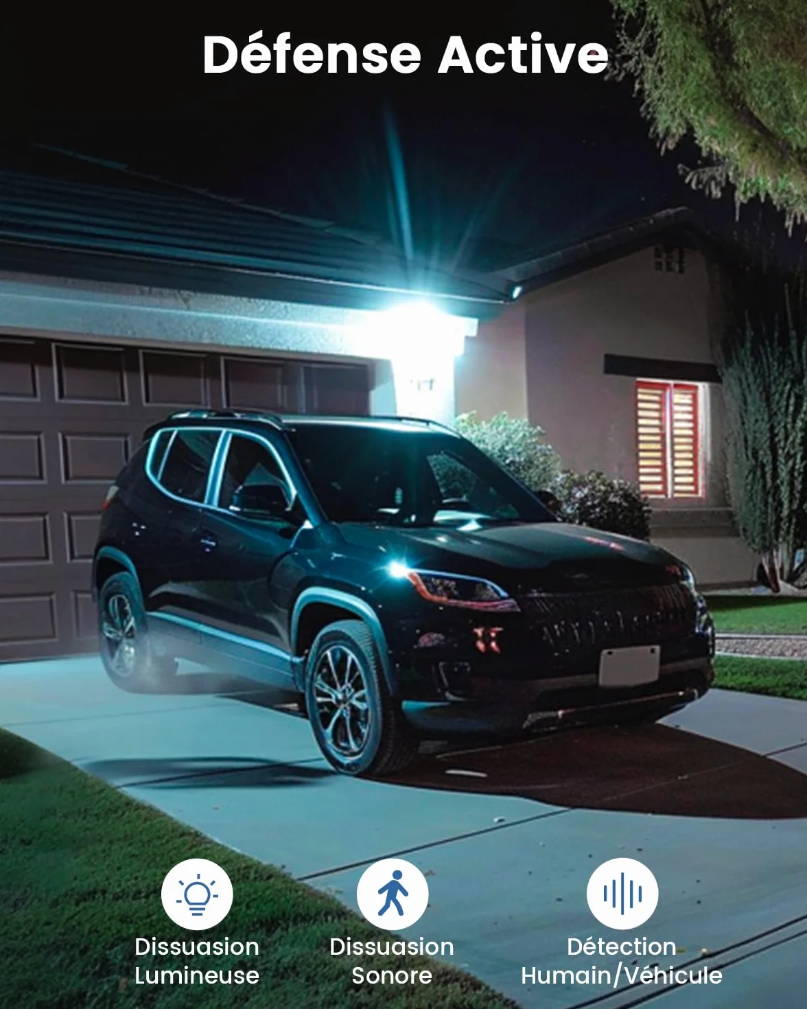 AOSU 3K Caméra Surveillance WiFi Extérieure sans Fil 5MP Solaire 360° PTZ Suivi Automatique Détection IA Personne/Véhicule Vision Nocturne Couleurs Alarme Lumineuse/Sonore 2 Pièces